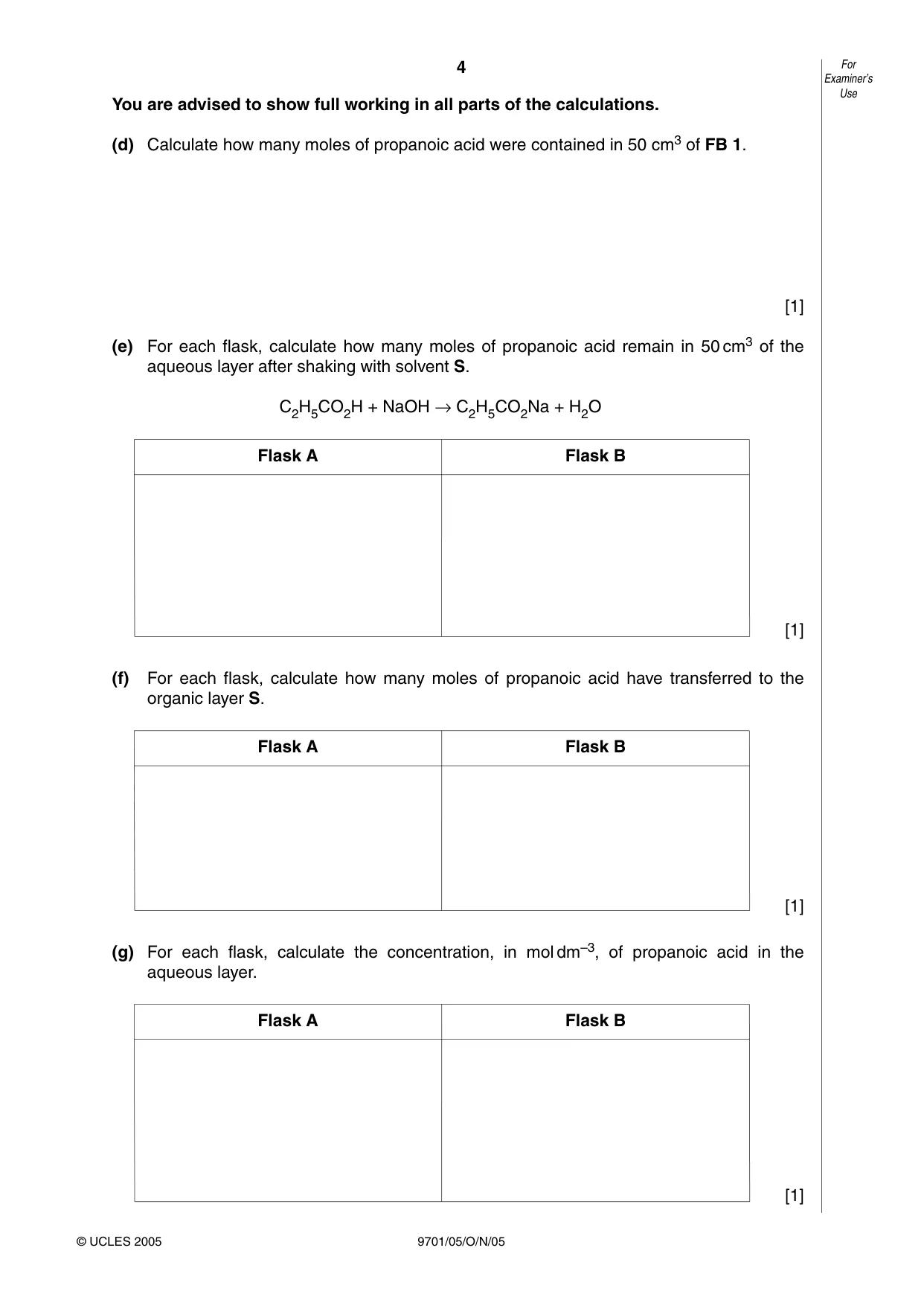 Cambridge A Level Chemistry 9701 2005 Oct/Nov Paper 5 · Variant 1 question paper, page 4 of 8