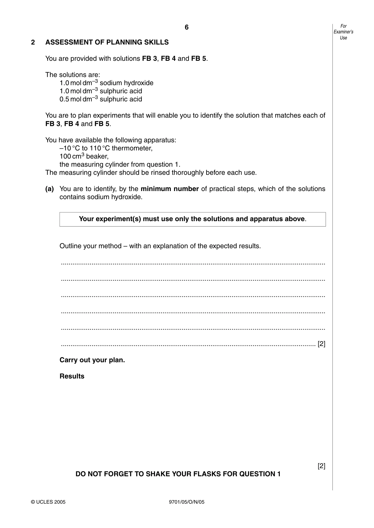 Cambridge A Level Chemistry 9701 2005 Oct/Nov Paper 5 · Variant 1 question paper, page 6 of 8