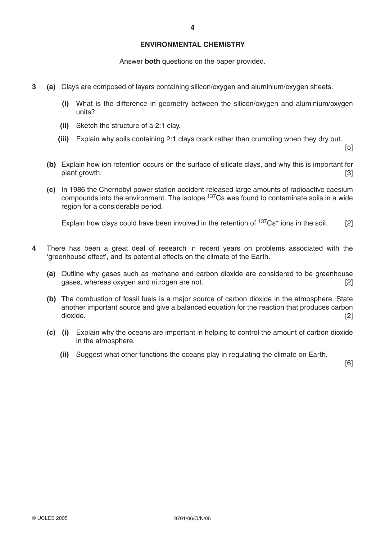 Cambridge A Level Chemistry 9701 2005 Oct/Nov Paper 6 · Variant 1 question paper, page 4 of 12
