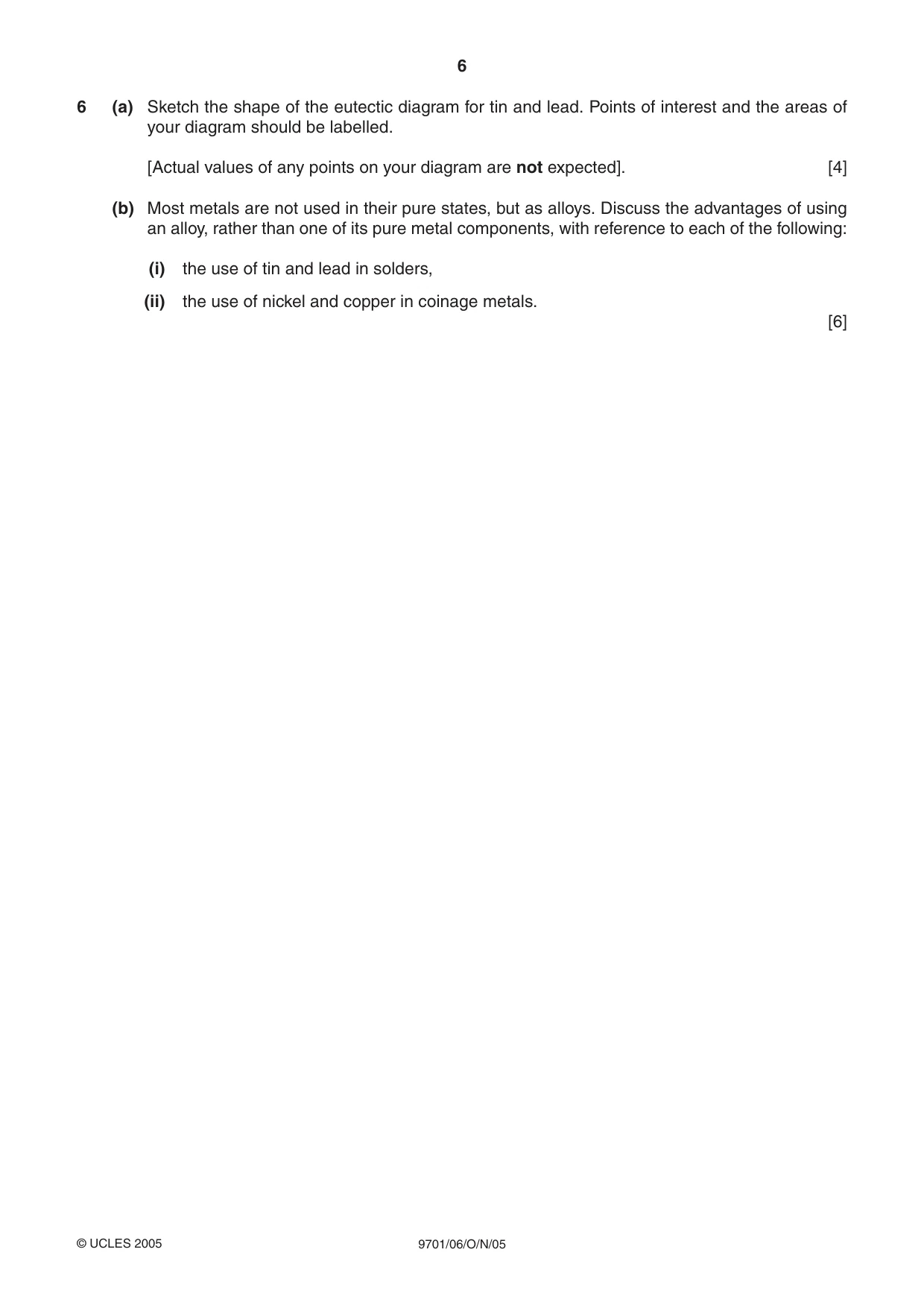 Cambridge A Level Chemistry 9701 2005 Oct/Nov Paper 6 · Variant 1 question paper, page 6 of 12