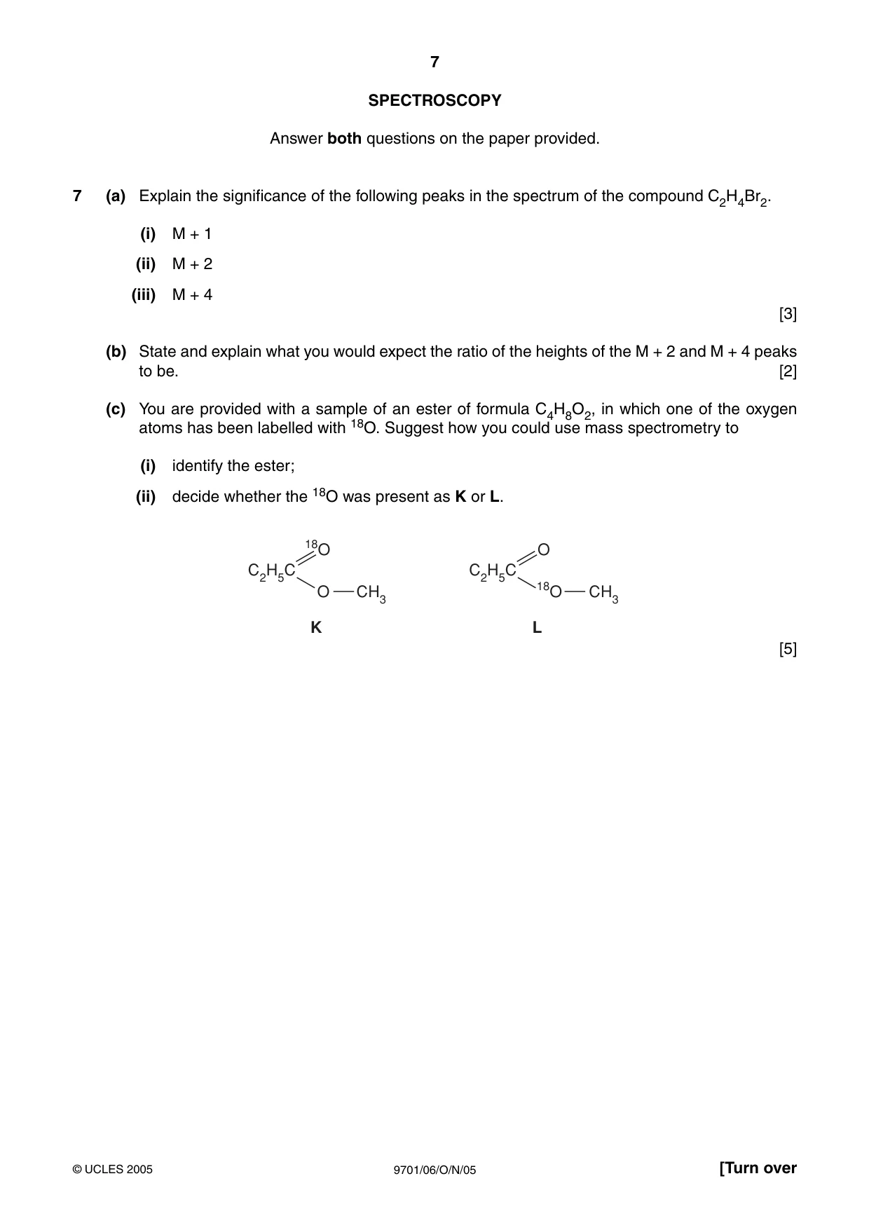 Cambridge A Level Chemistry 9701 2005 Oct/Nov Paper 6 · Variant 1 question paper, page 7 of 12