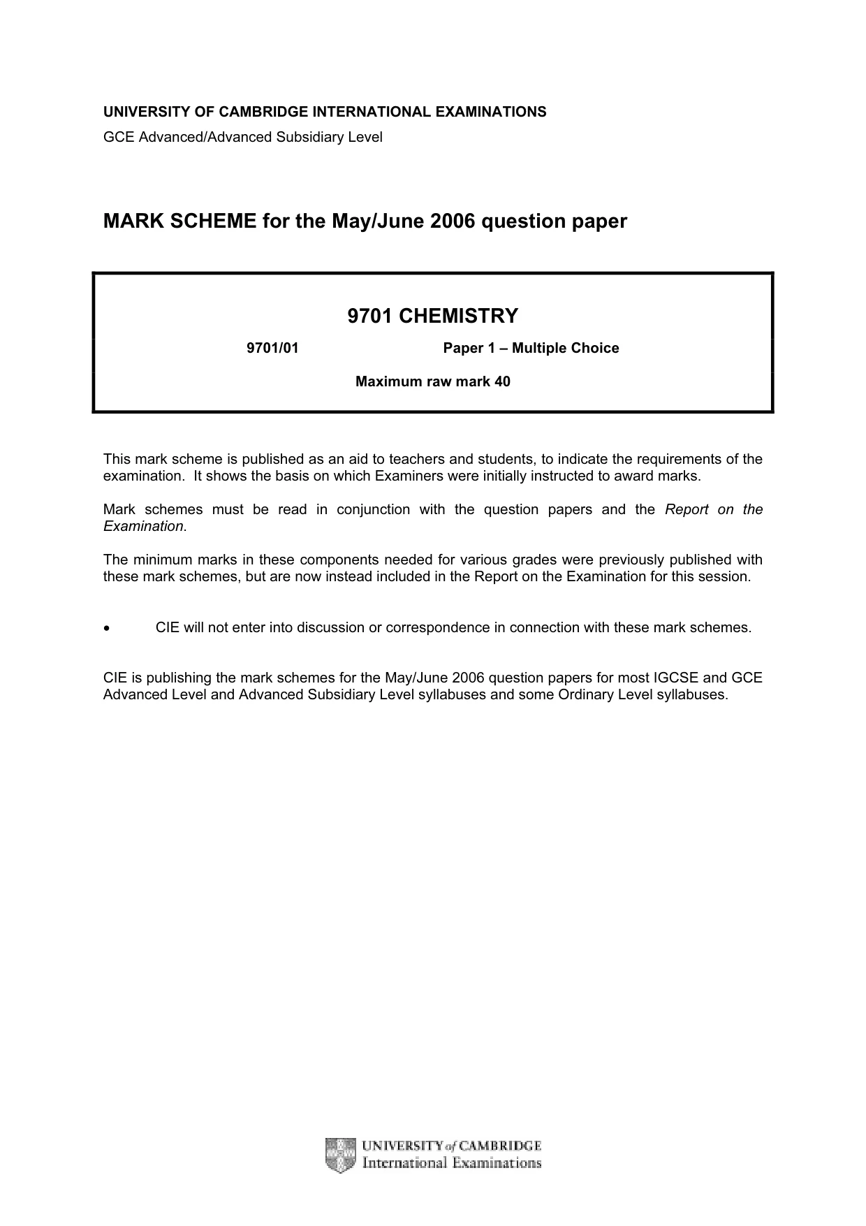 Mark scheme, page 1 of 2