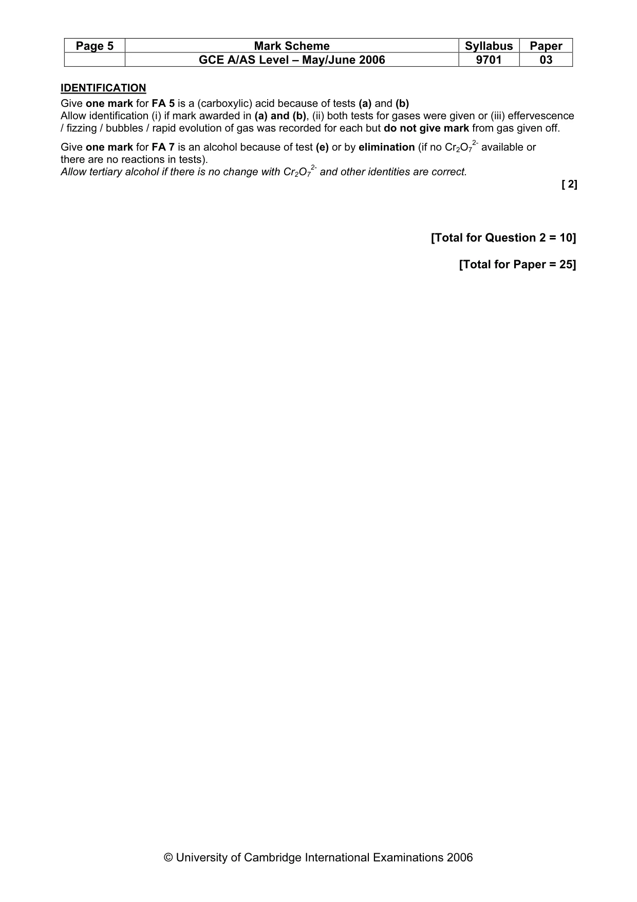 Mark scheme, page 5 of 5