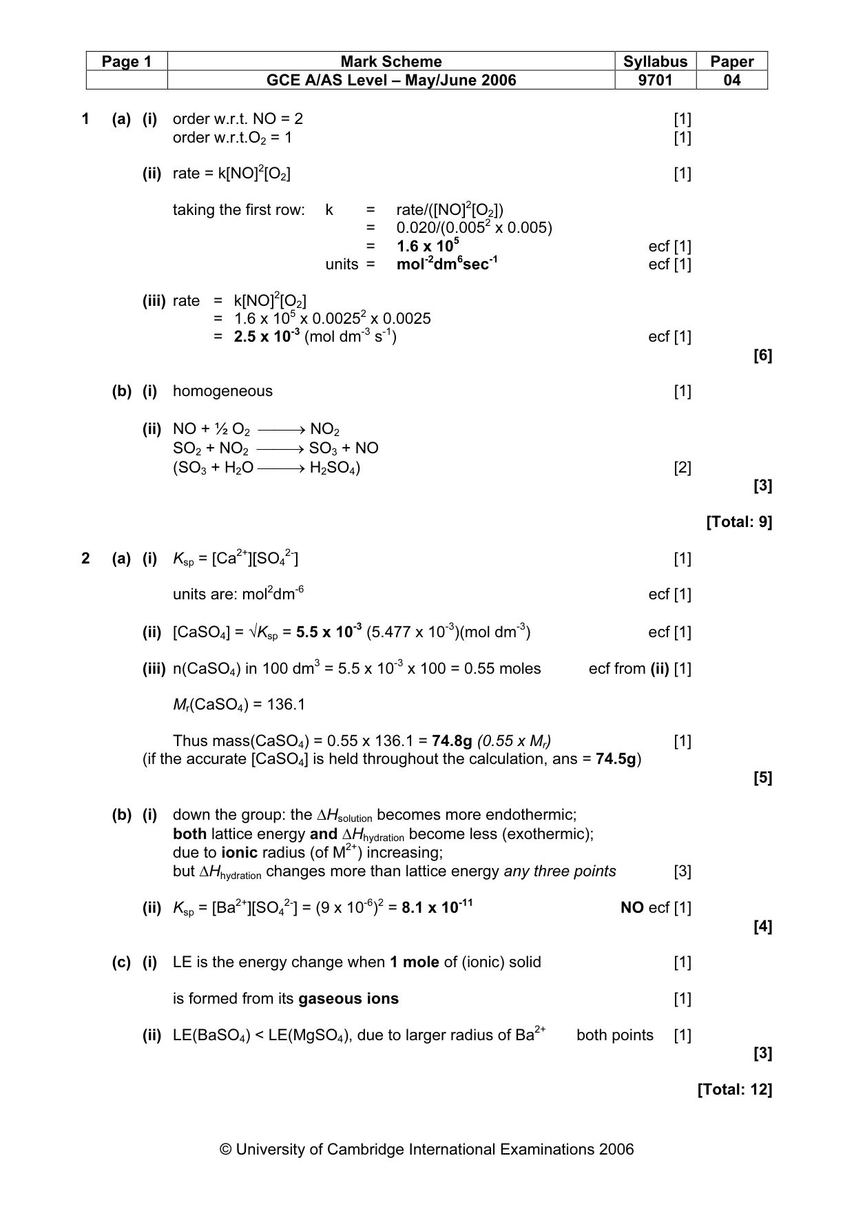 Mark scheme, page 2 of 5