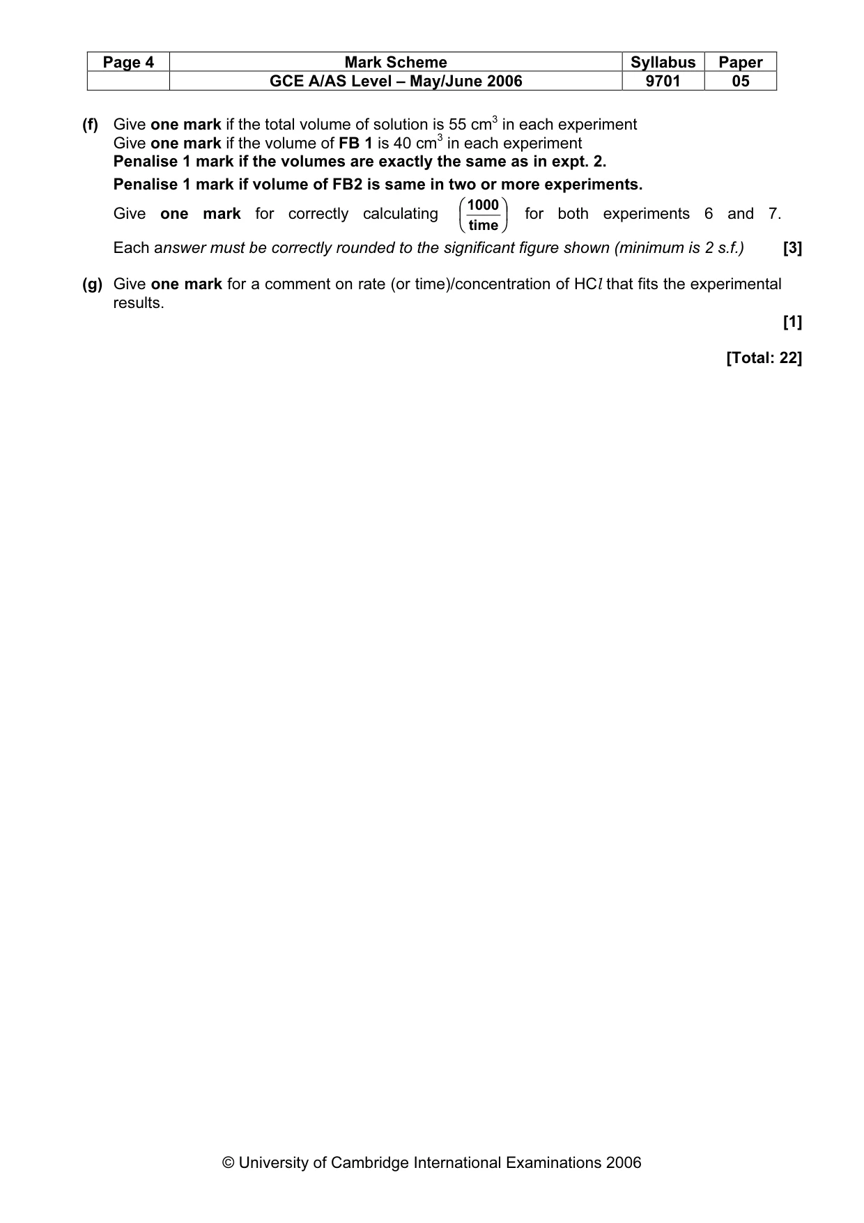 Mark scheme, page 5 of 6