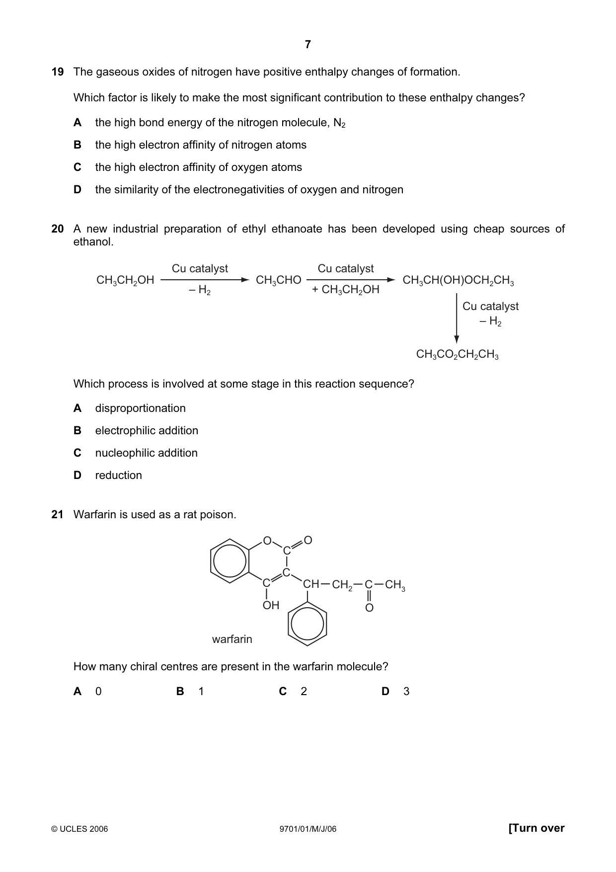 Cambridge A Level Chemistry 9701 2006 May/June Paper 1 · Variant 1 question paper, page 7 of 16