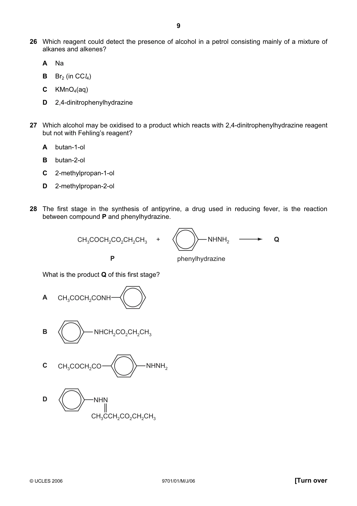Cambridge A Level Chemistry 9701 2006 May/June Paper 1 · Variant 1 question paper, page 9 of 16