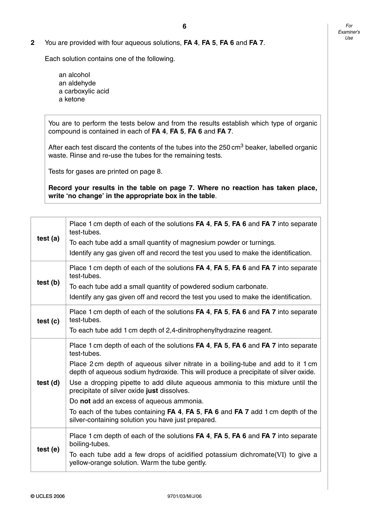 Cambridge A Level Chemistry 9701 2006 May/June Paper 3 · Variant 1 question paper, page 6 of 8