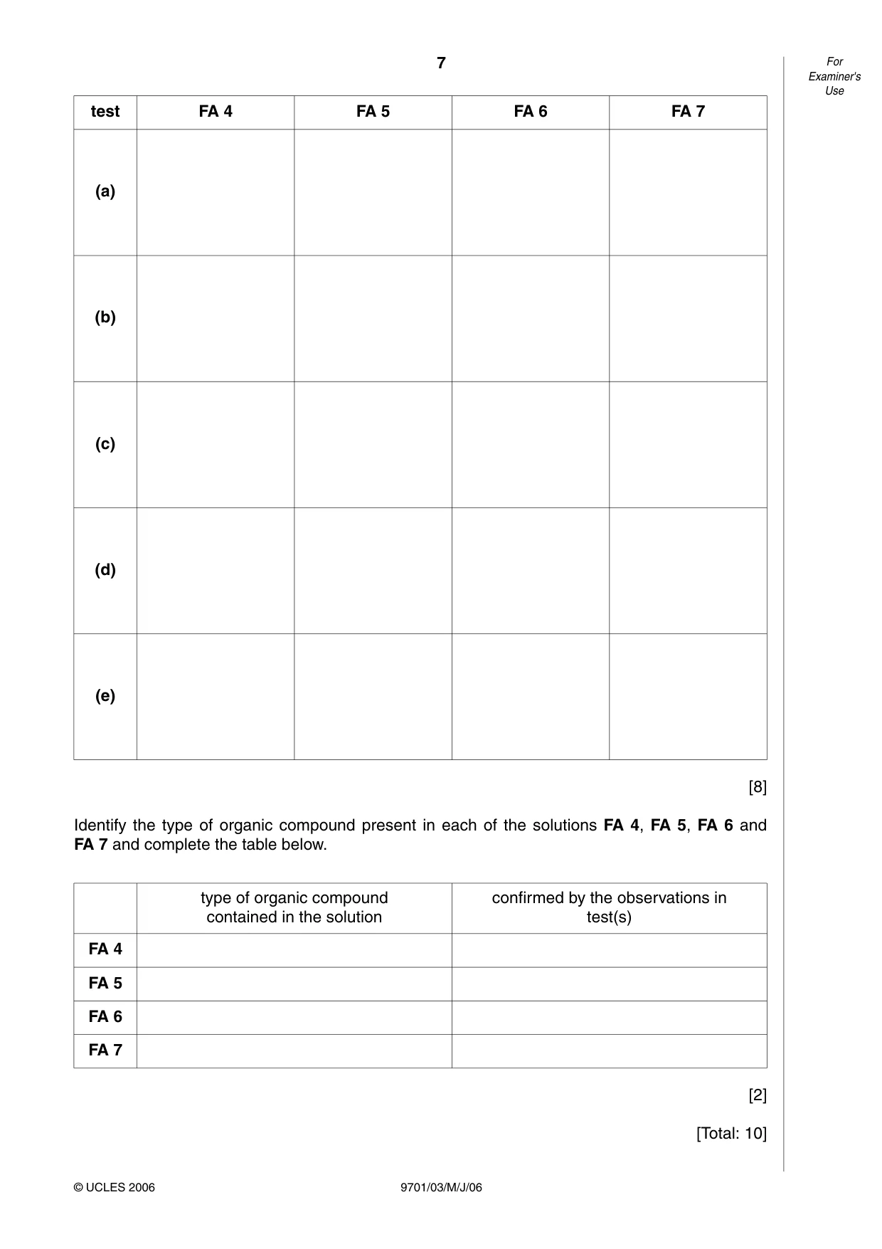 Cambridge A Level Chemistry 9701 2006 May/June Paper 3 · Variant 1 question paper, page 7 of 8