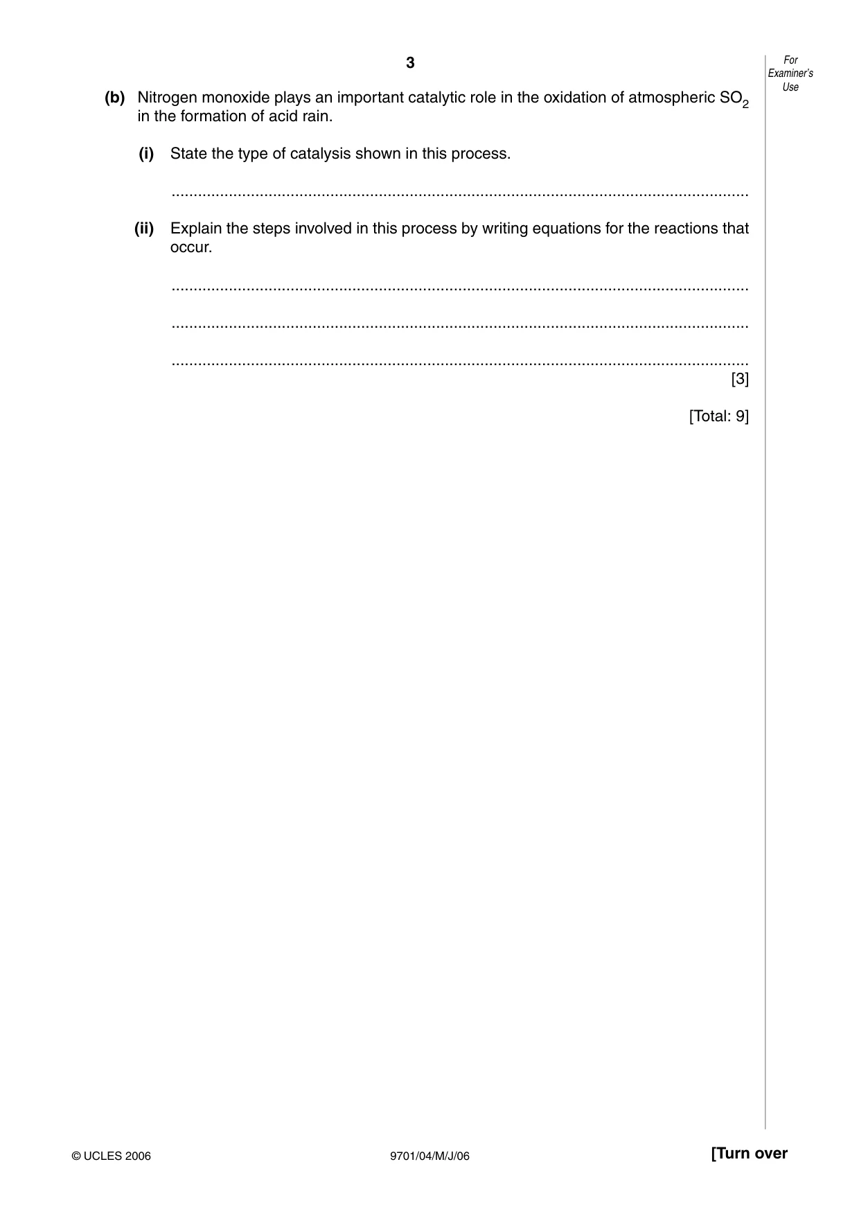 Cambridge A Level Chemistry 9701 2006 May/June Paper 4 · Variant 1 question paper, page 3 of 12