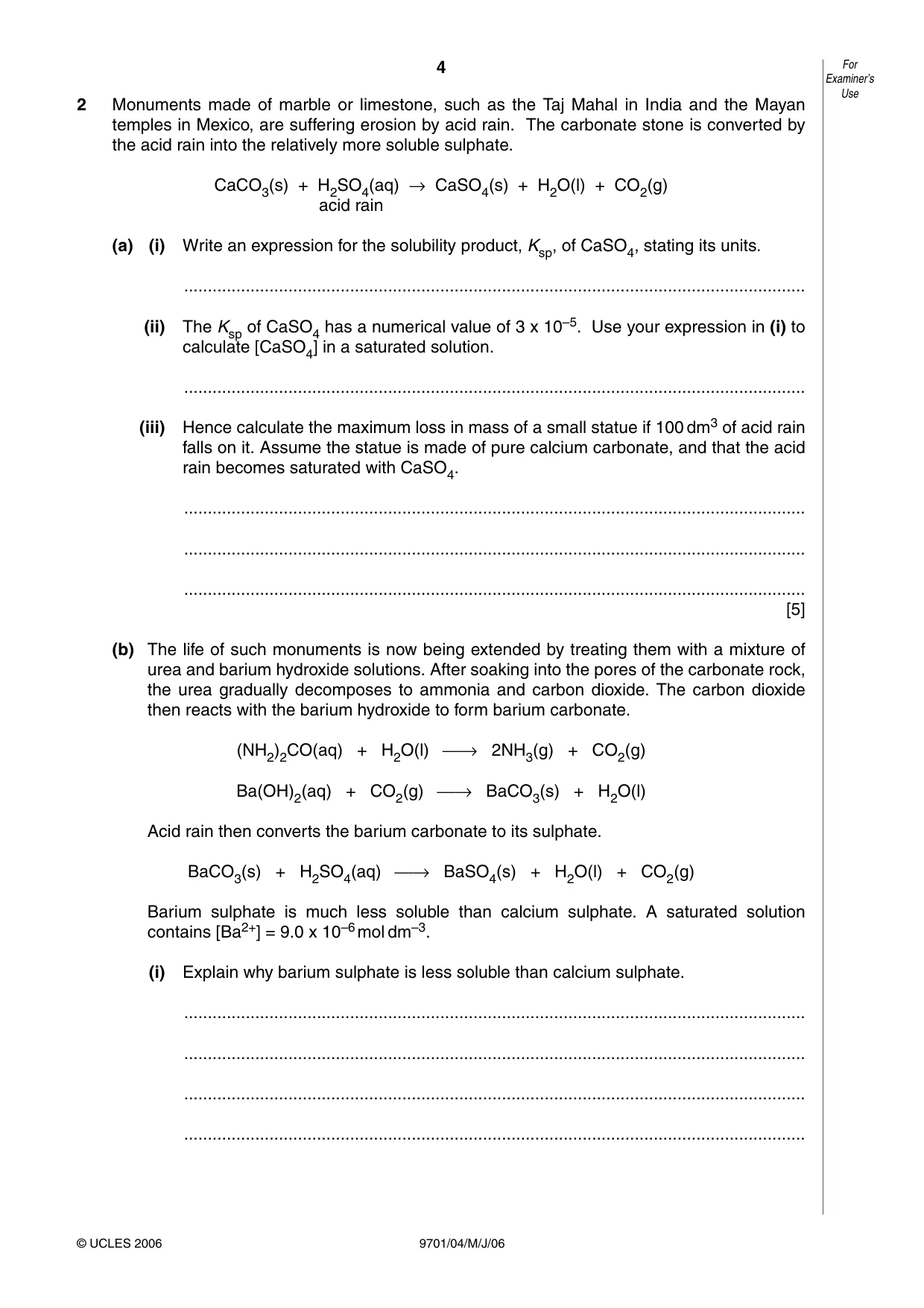 Cambridge A Level Chemistry 9701 2006 May/June Paper 4 · Variant 1 question paper, page 4 of 12