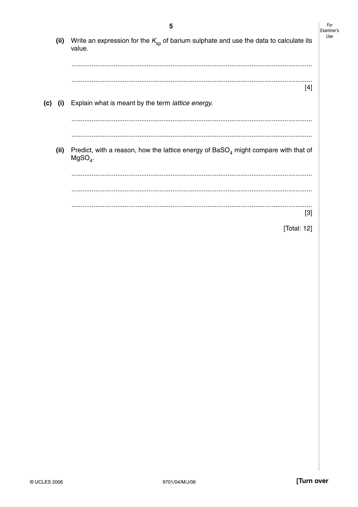 Cambridge A Level Chemistry 9701 2006 May/June Paper 4 · Variant 1 question paper, page 5 of 12