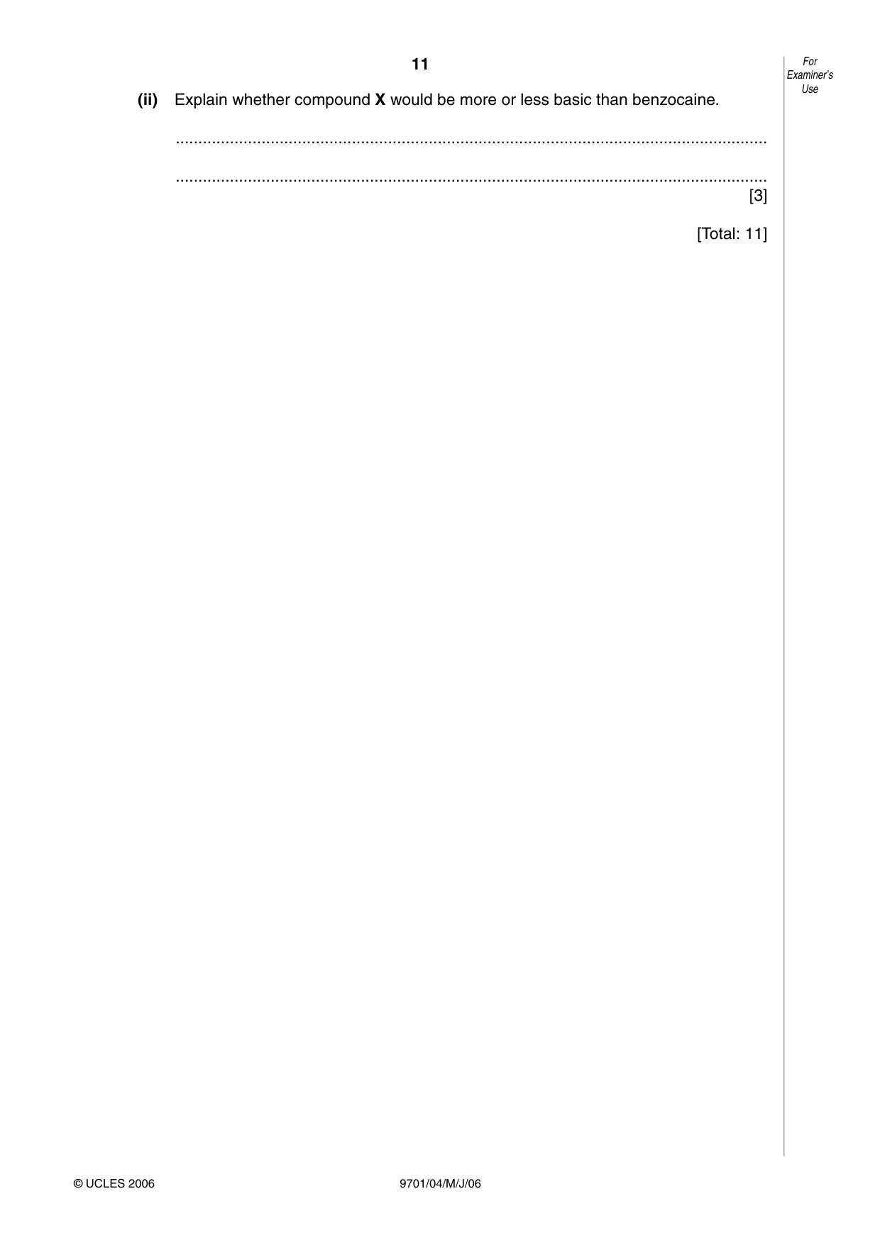 Cambridge A Level Chemistry 9701 2006 May/June Paper 4 · Variant 1 question paper, page 11 of 12