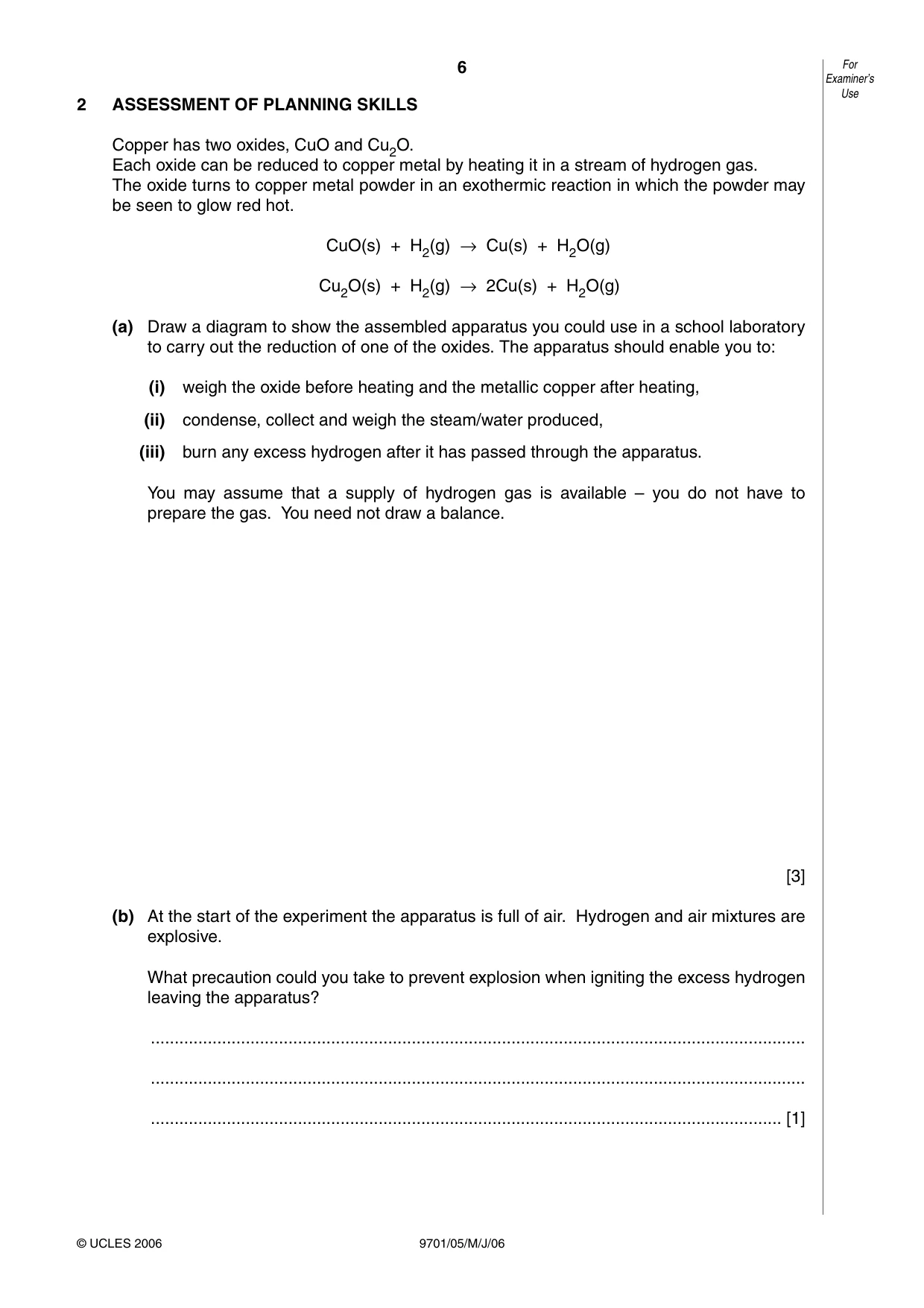 Cambridge A Level Chemistry 9701 2006 May/June Paper 5 · Variant 1 question paper, page 6 of 8