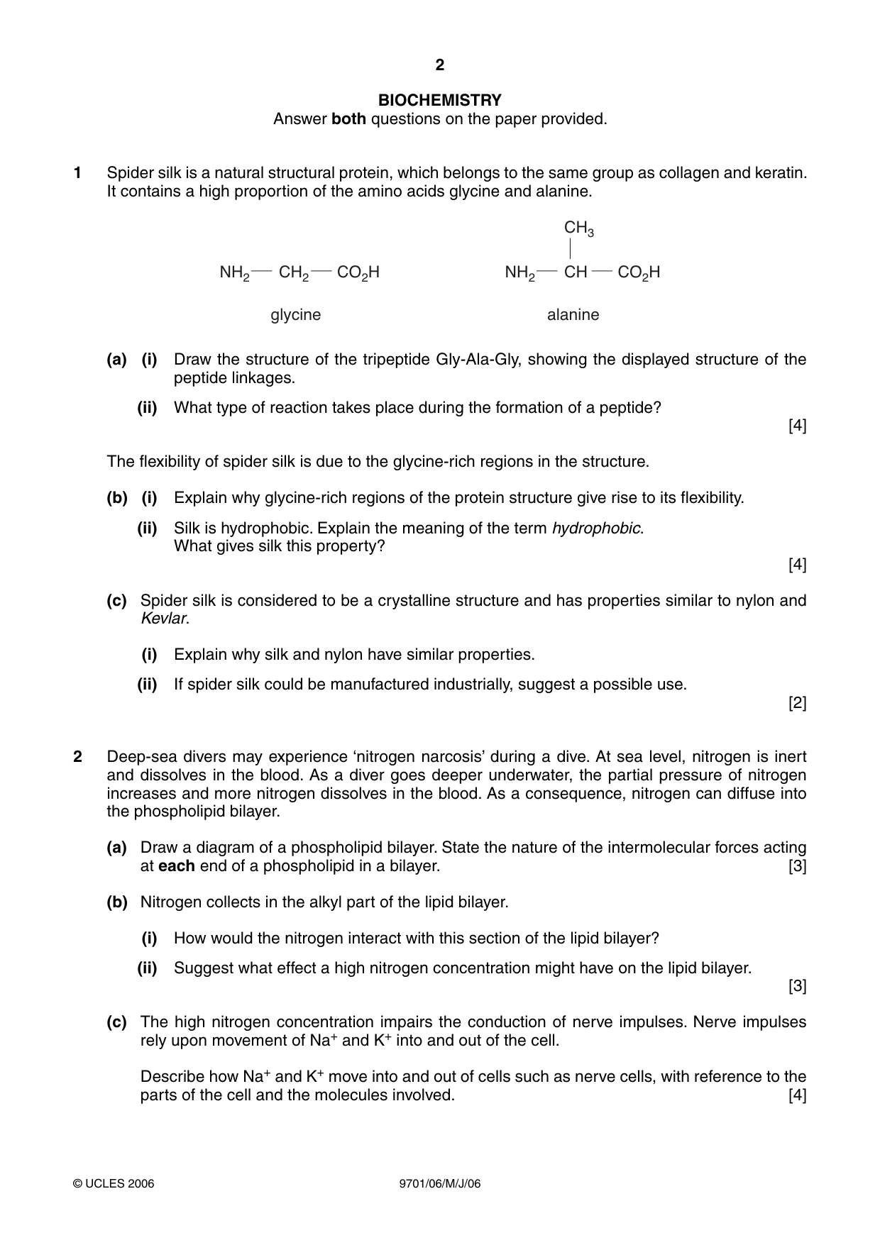 Cambridge A Level Chemistry 9701 2006 May/June Paper 6 · Variant 1 question paper, page 2 of 8