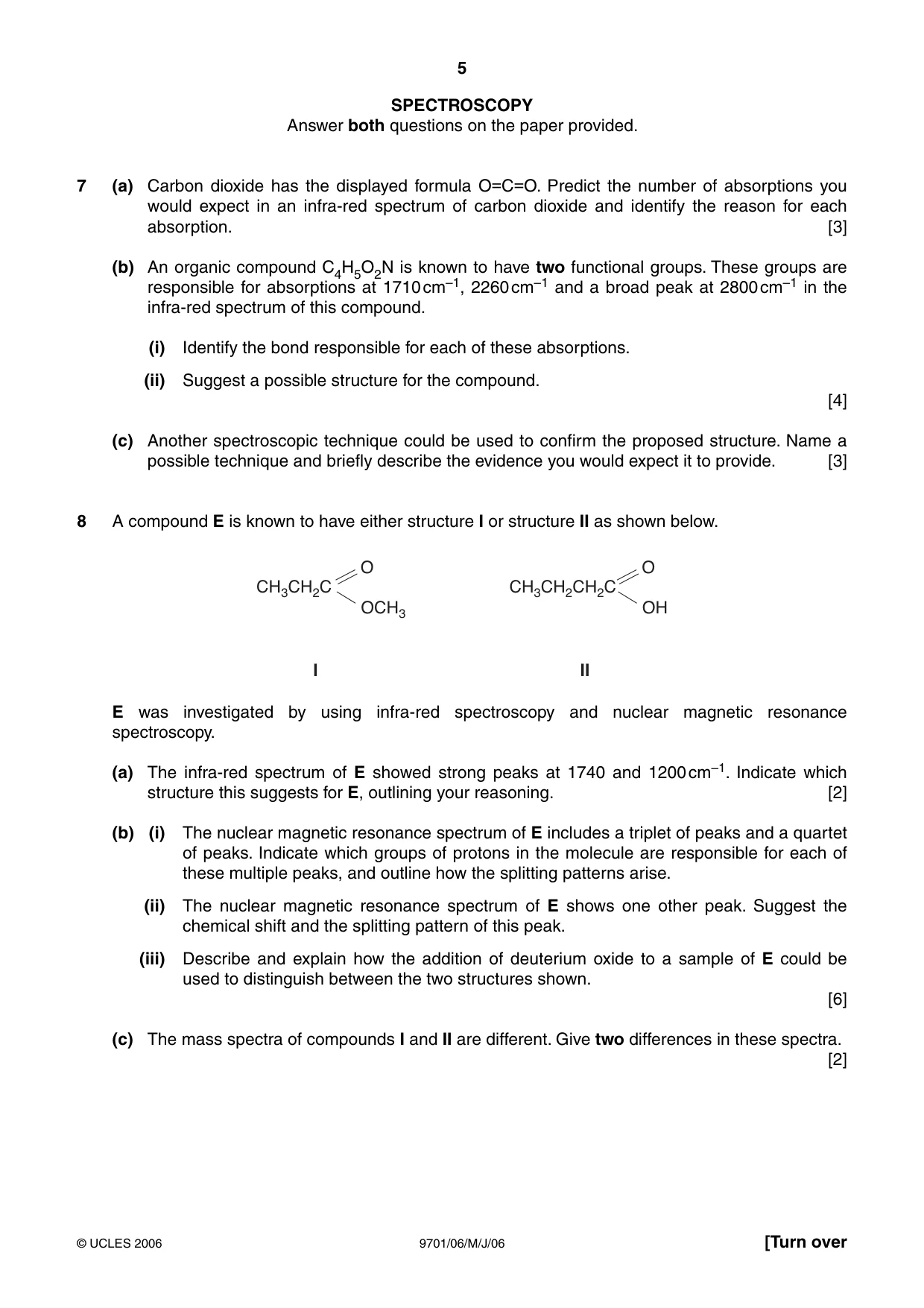 Cambridge A Level Chemistry 9701 2006 May/June Paper 6 · Variant 1 question paper, page 5 of 8