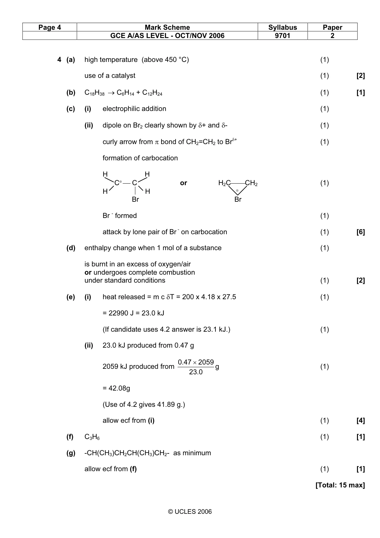 Mark scheme, page 4 of 5