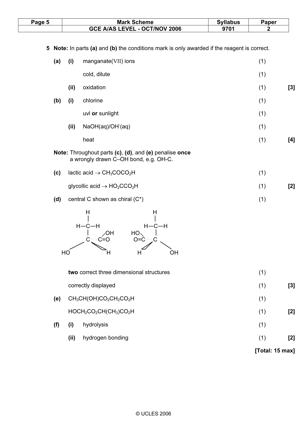 Mark scheme, page 5 of 5