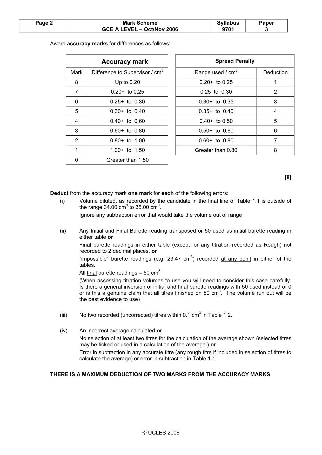 Mark scheme, page 3 of 6