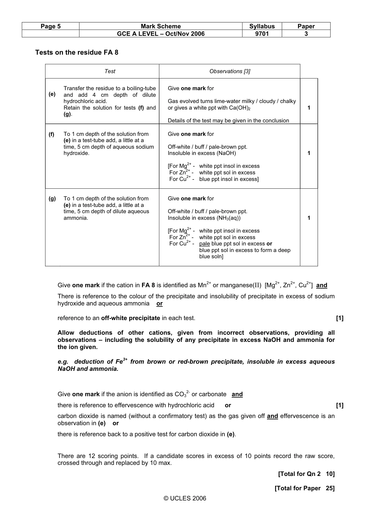 Mark scheme, page 6 of 6
