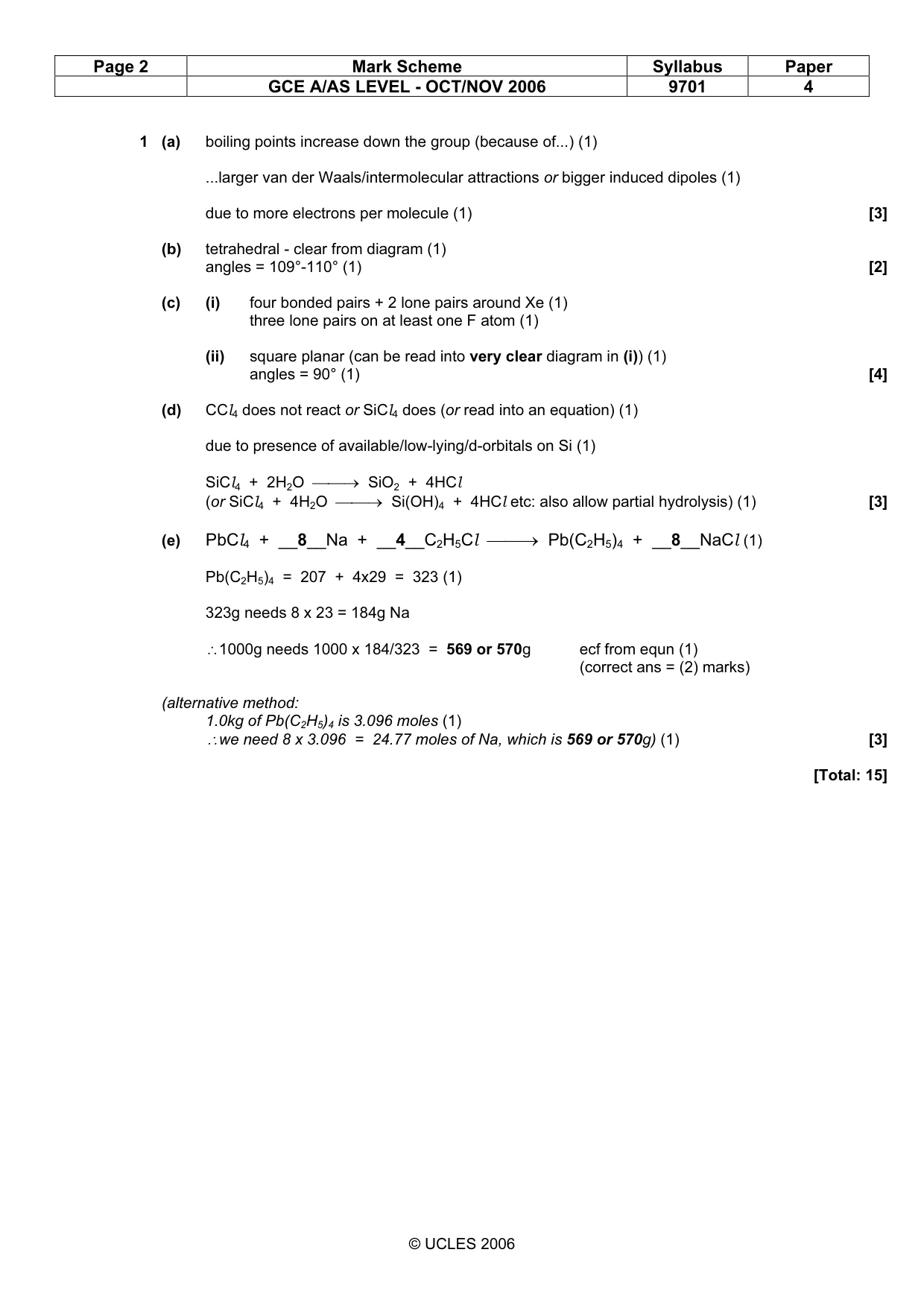 Mark scheme, page 2 of 6