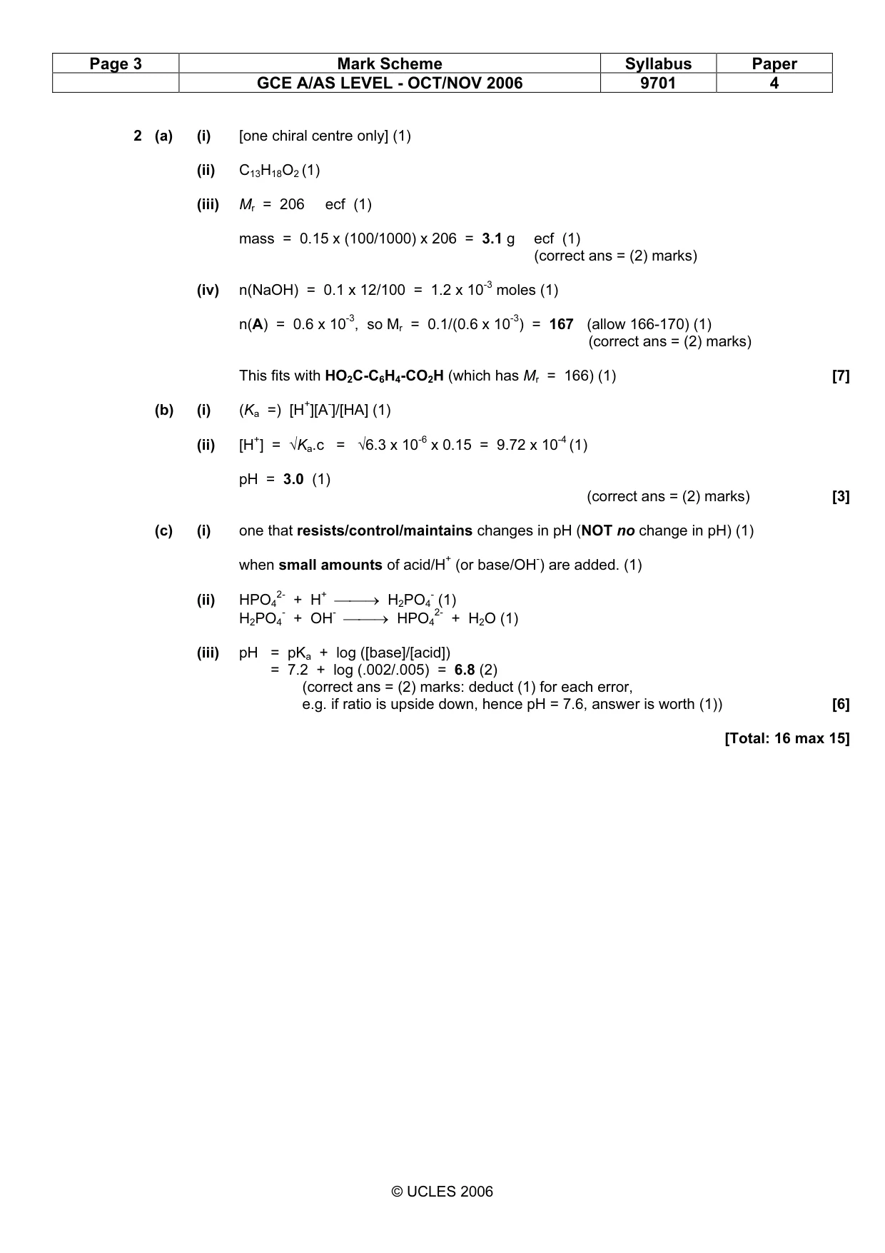 Mark scheme, page 3 of 6