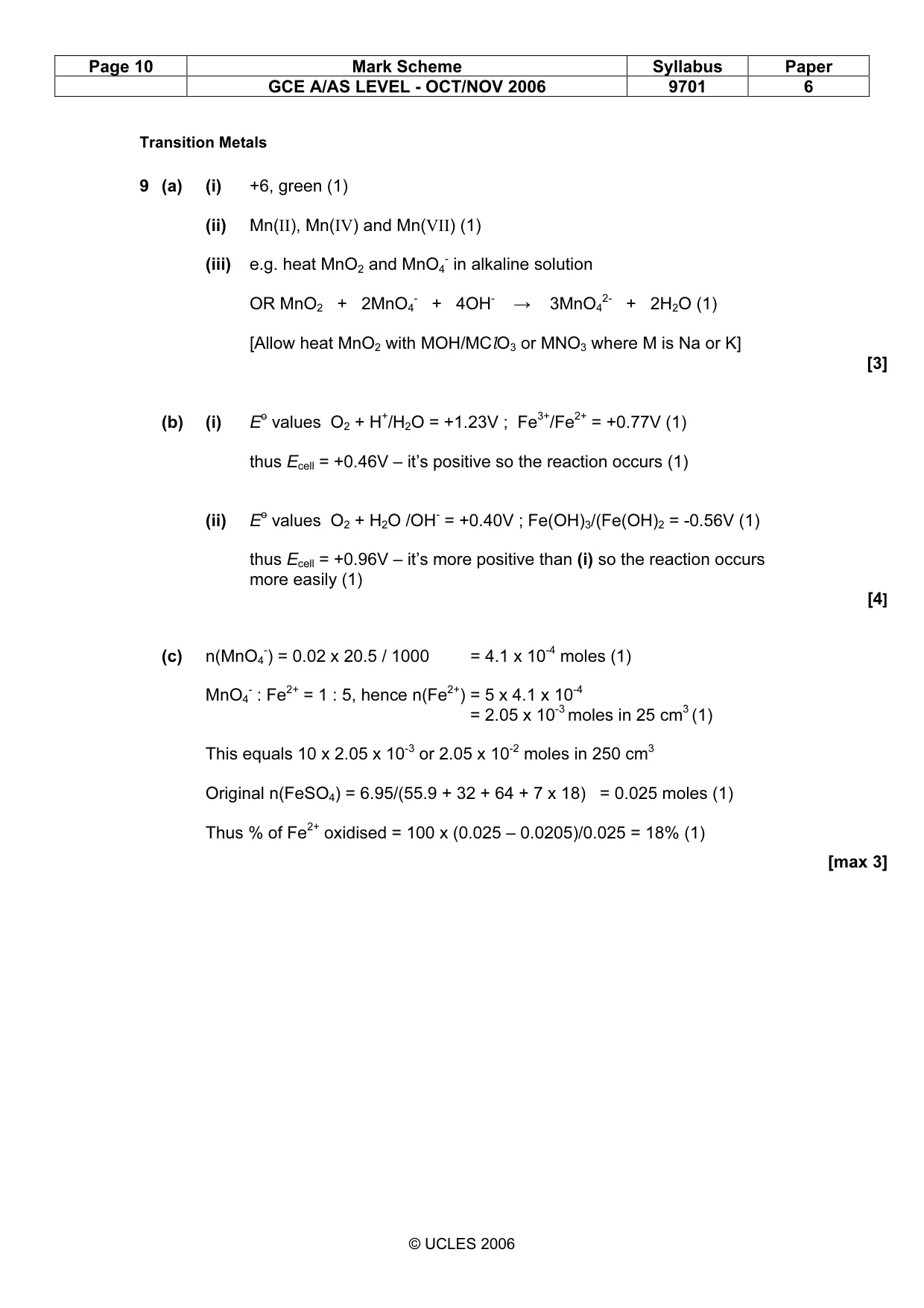 Mark scheme, page 10 of 11