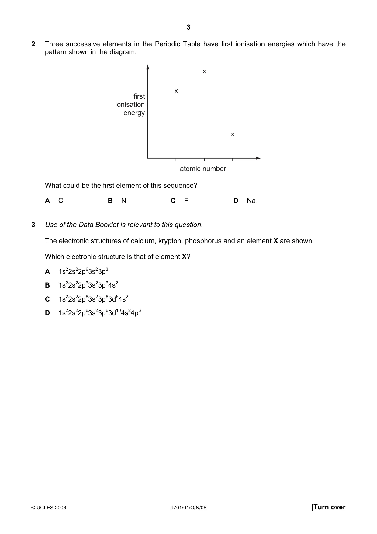 Cambridge A Level Chemistry 9701 2006 Oct/Nov Paper 1 · Variant 1 question paper, page 3 of 16