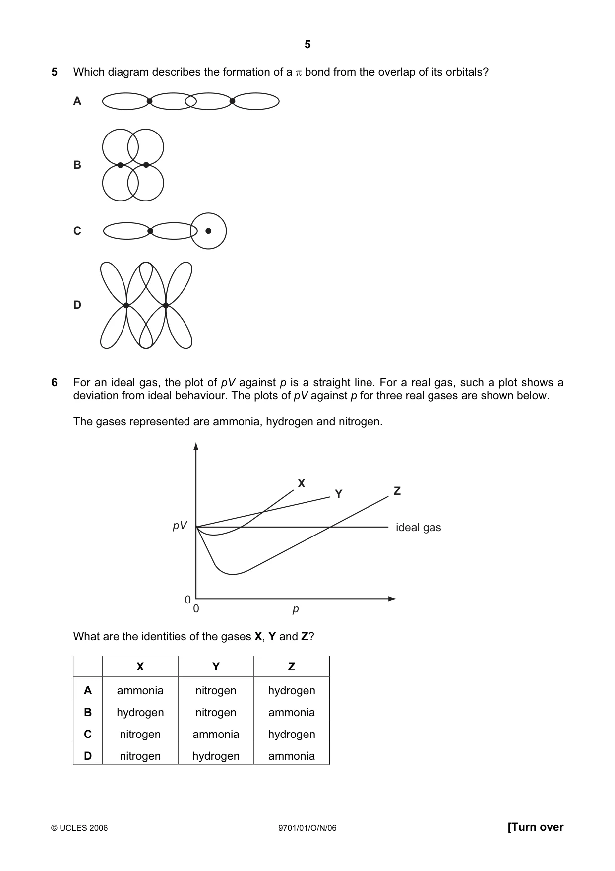Cambridge A Level Chemistry 9701 2006 Oct/Nov Paper 1 · Variant 1 question paper, page 5 of 16