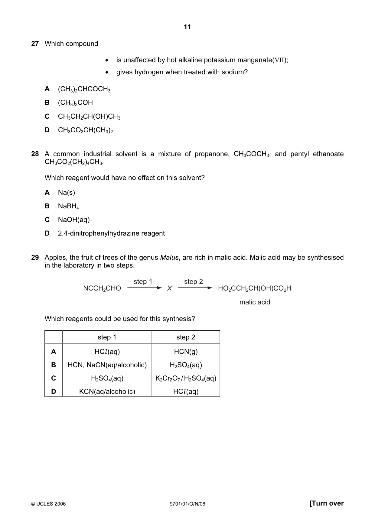 Cambridge A Level Chemistry 9701 2006 Oct/Nov Paper 1 · Variant 1 question paper, page 11 of 16