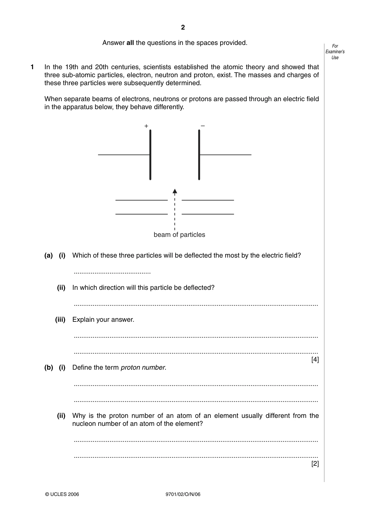 Cambridge A Level Chemistry 9701 2006 Oct/Nov Paper 2 · Variant 1 question paper, page 2 of 12