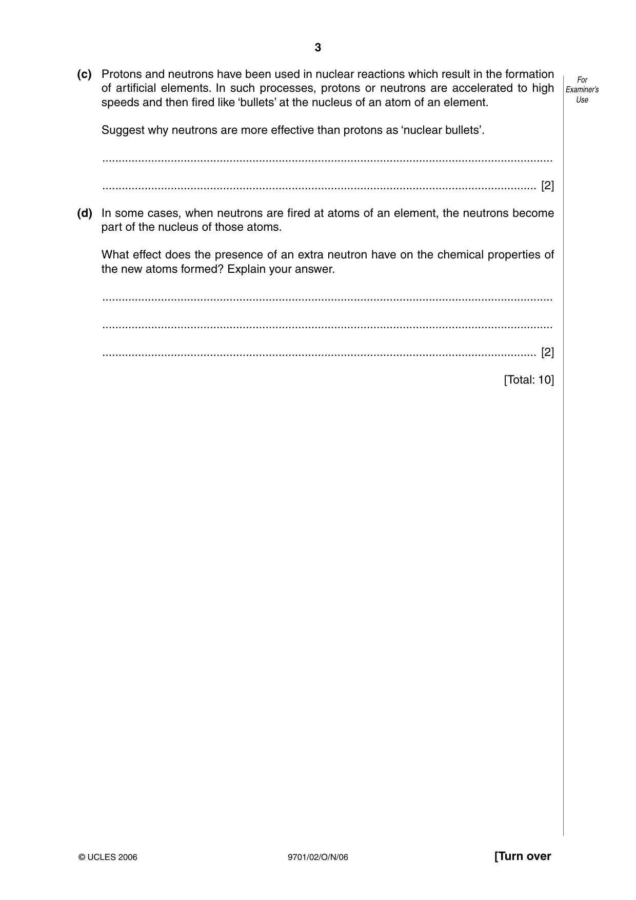 Cambridge A Level Chemistry 9701 2006 Oct/Nov Paper 2 · Variant 1 question paper, page 3 of 12