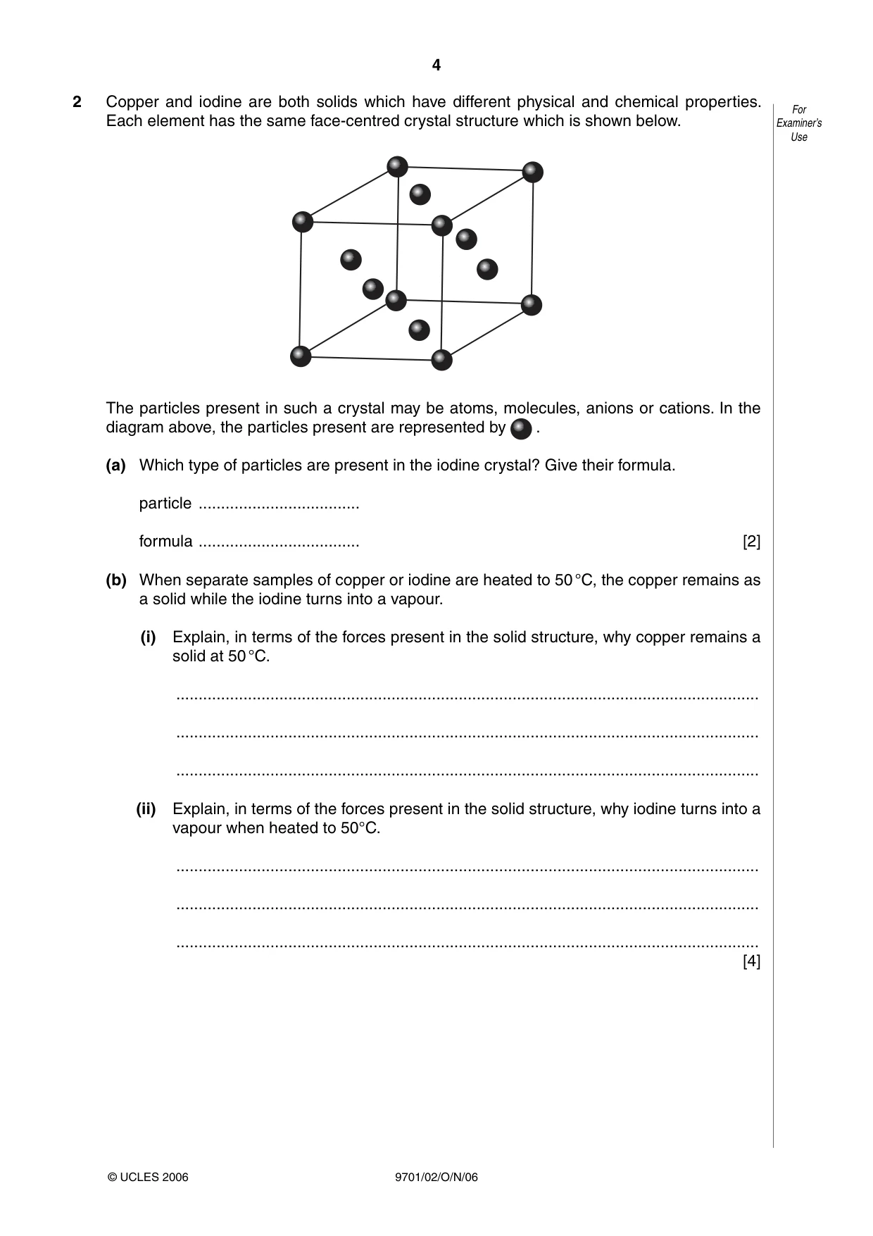 Cambridge A Level Chemistry 9701 2006 Oct/Nov Paper 2 · Variant 1 question paper, page 4 of 12