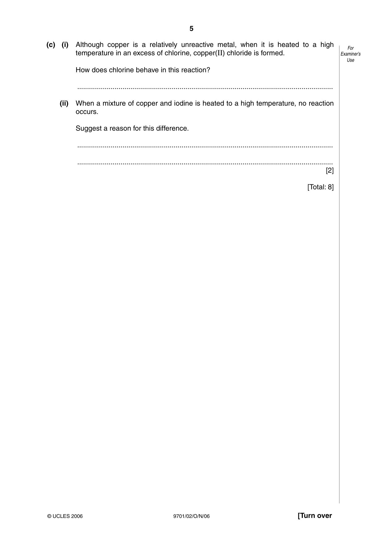 Cambridge A Level Chemistry 9701 2006 Oct/Nov Paper 2 · Variant 1 question paper, page 5 of 12