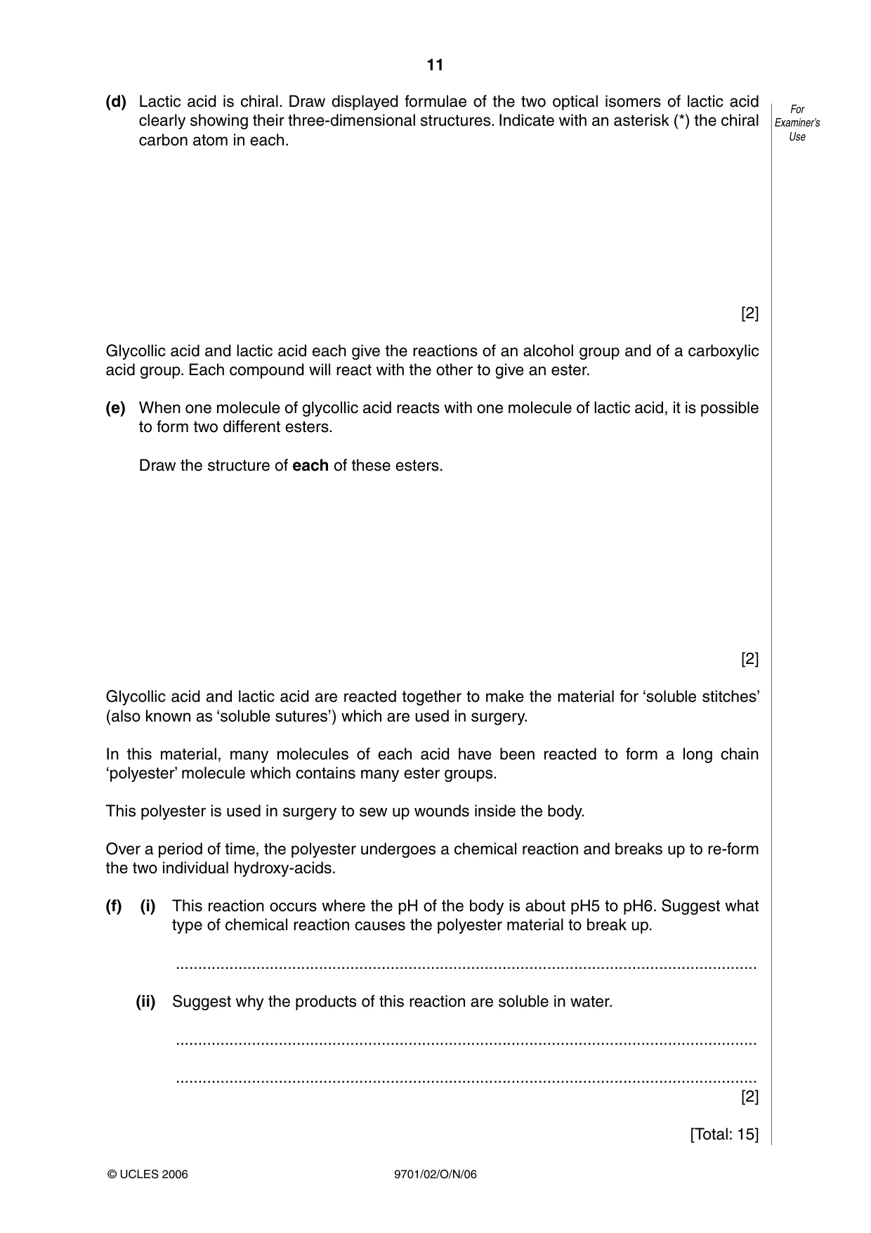 Cambridge A Level Chemistry 9701 2006 Oct/Nov Paper 2 · Variant 1 question paper, page 11 of 12