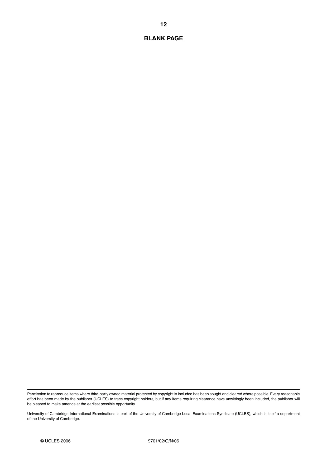 Cambridge A Level Chemistry 9701 2006 Oct/Nov Paper 2 · Variant 1 question paper, page 12 of 12