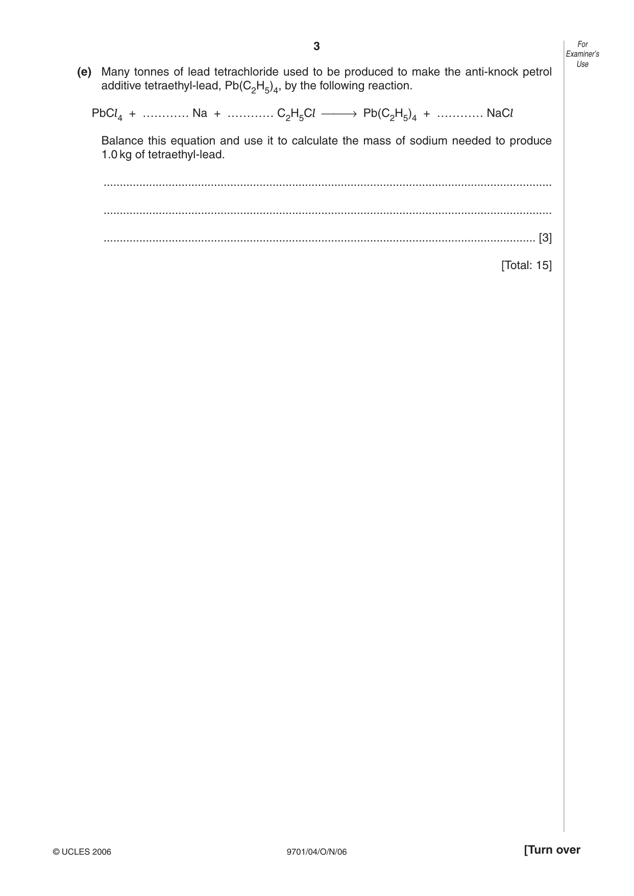 Cambridge A Level Chemistry 9701 2006 Oct/Nov Paper 4 · Variant 1 question paper, page 3 of 12