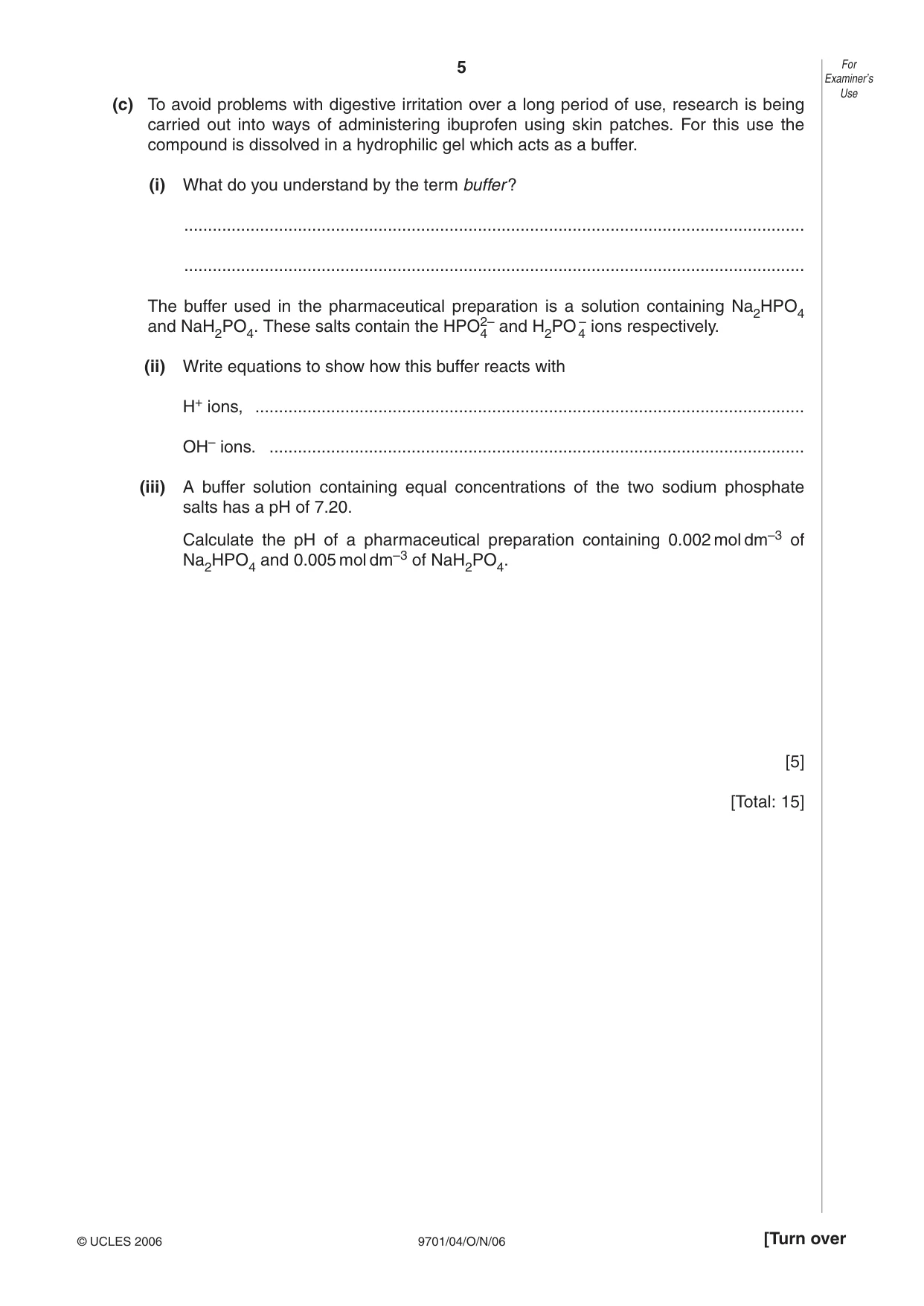 Cambridge A Level Chemistry 9701 2006 Oct/Nov Paper 4 · Variant 1 question paper, page 5 of 12