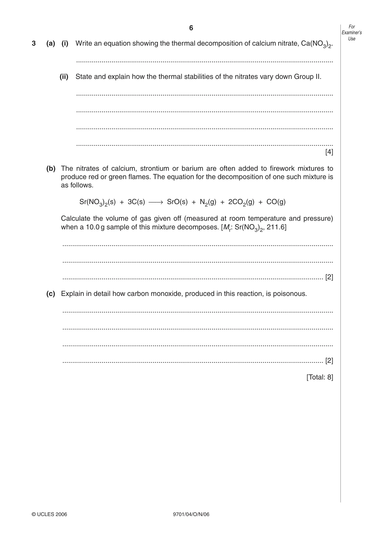 Cambridge A Level Chemistry 9701 2006 Oct/Nov Paper 4 · Variant 1 question paper, page 6 of 12