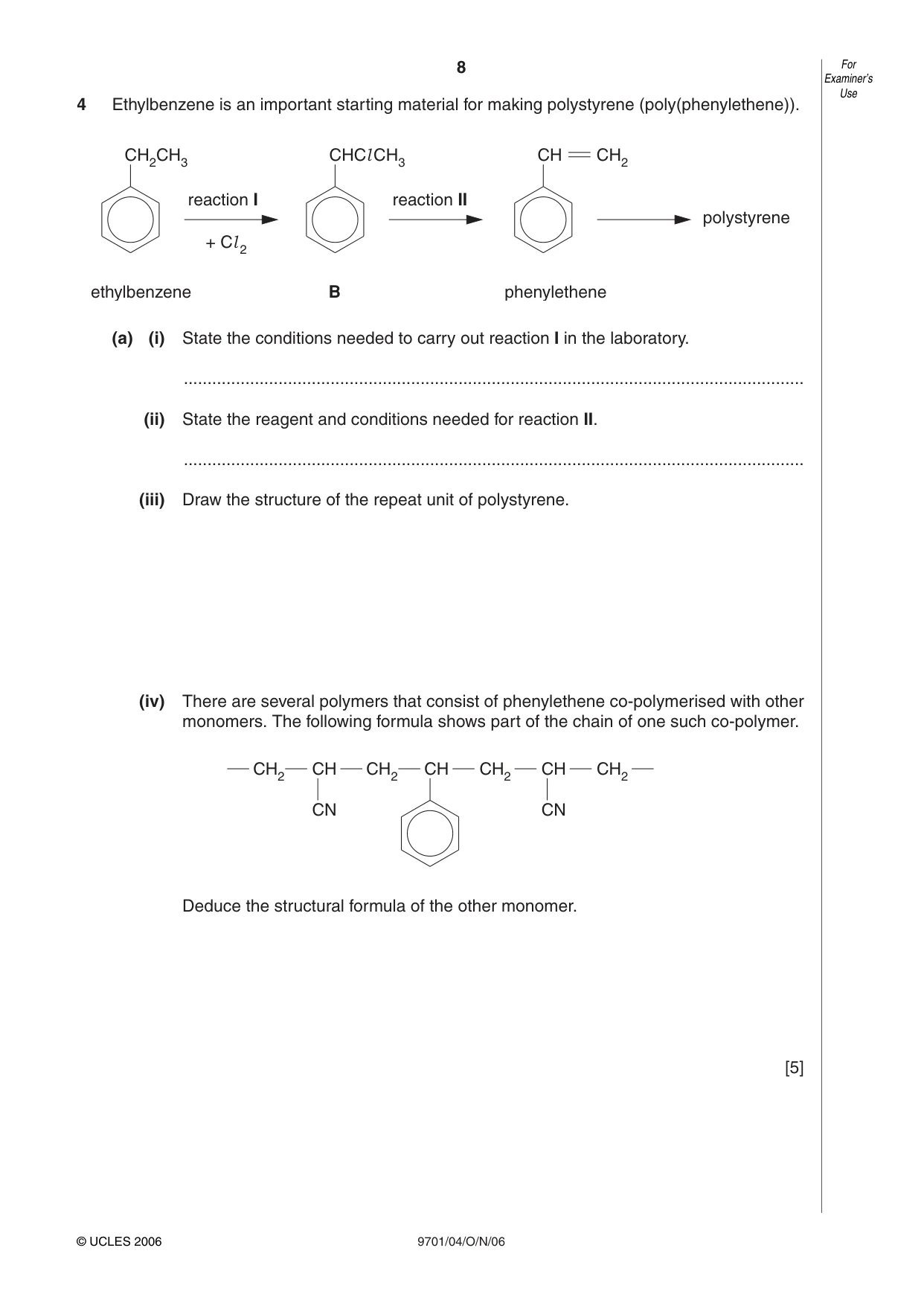 Cambridge A Level Chemistry 9701 2006 Oct/Nov Paper 4 · Variant 1 question paper, page 8 of 12
