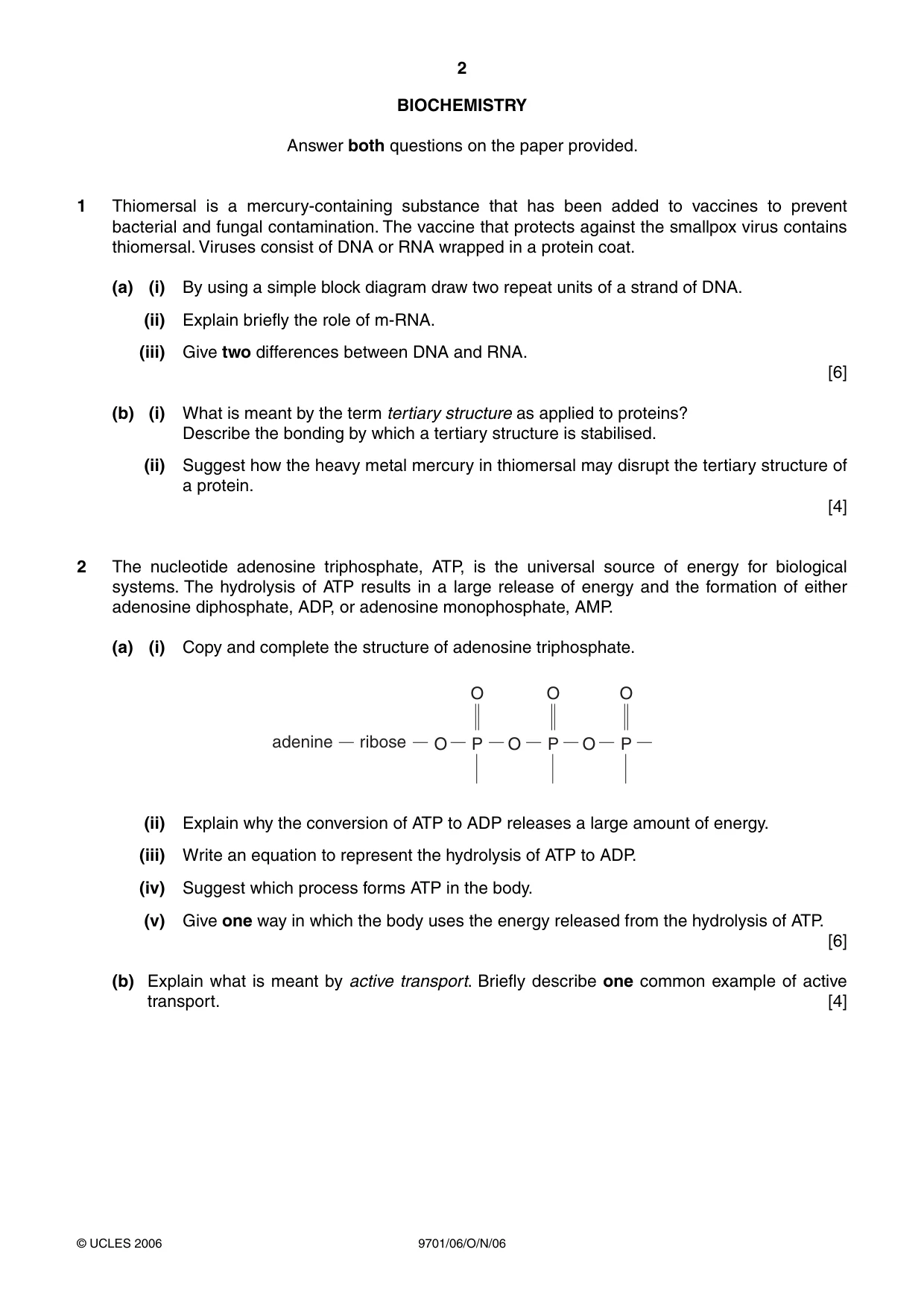 Cambridge A Level Chemistry 9701 2006 Oct/Nov Paper 6 · Variant 1 question paper, page 2 of 12