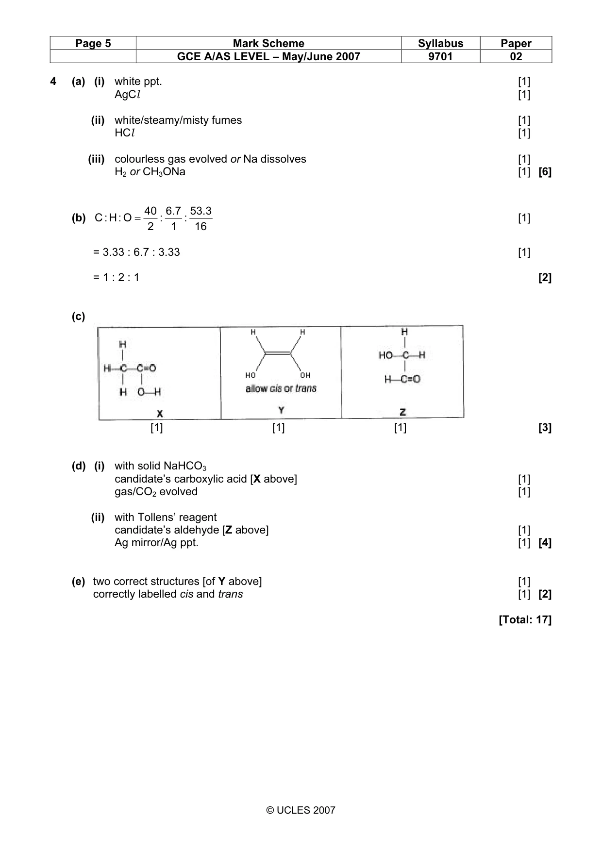 Mark scheme, page 5 of 5