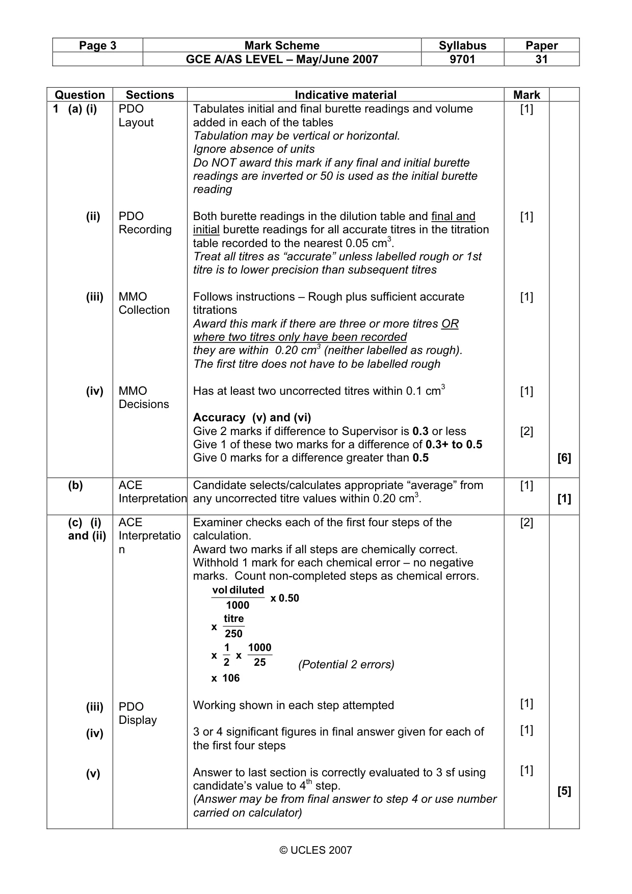 Mark scheme, page 3 of 7