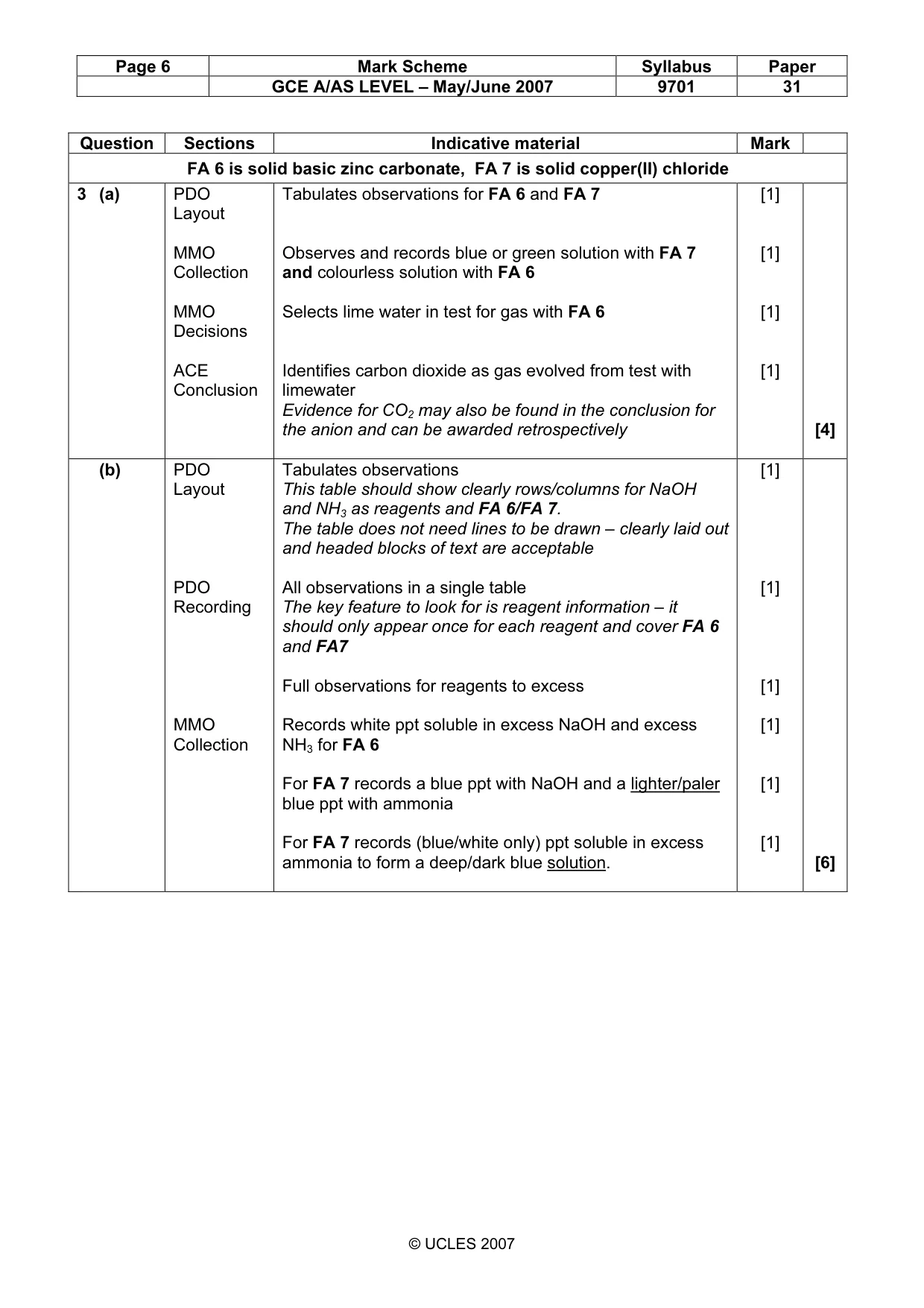 Mark scheme, page 6 of 7