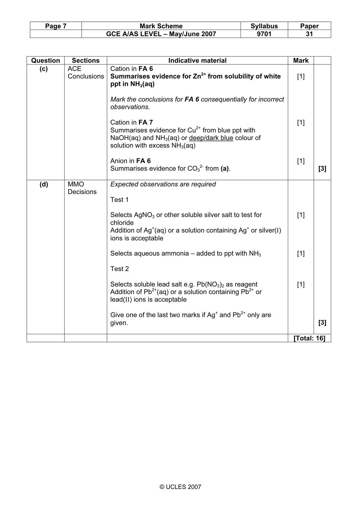 Mark scheme, page 7 of 7