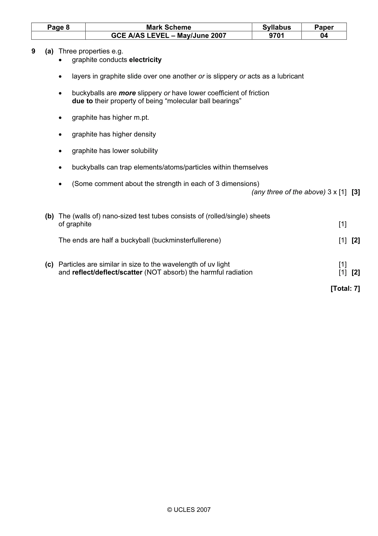 Mark scheme, page 8 of 8