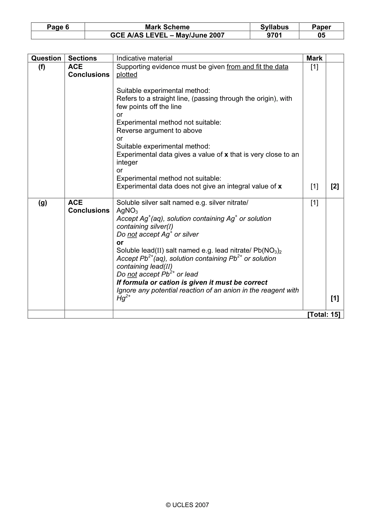 Mark scheme, page 6 of 7