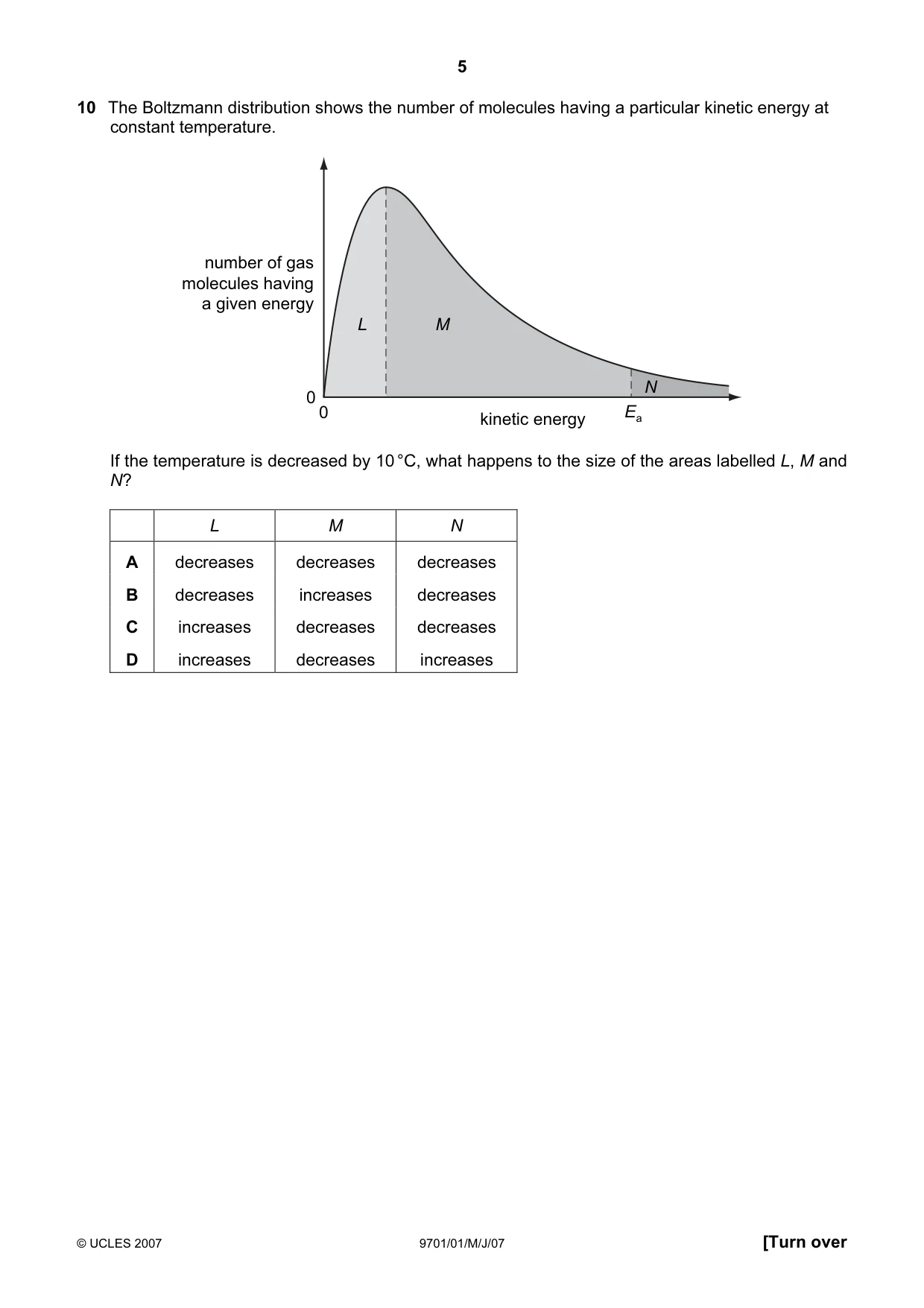Cambridge A Level Chemistry 9701 2007 May/June Paper 1 · Variant 1 question paper, page 5 of 16