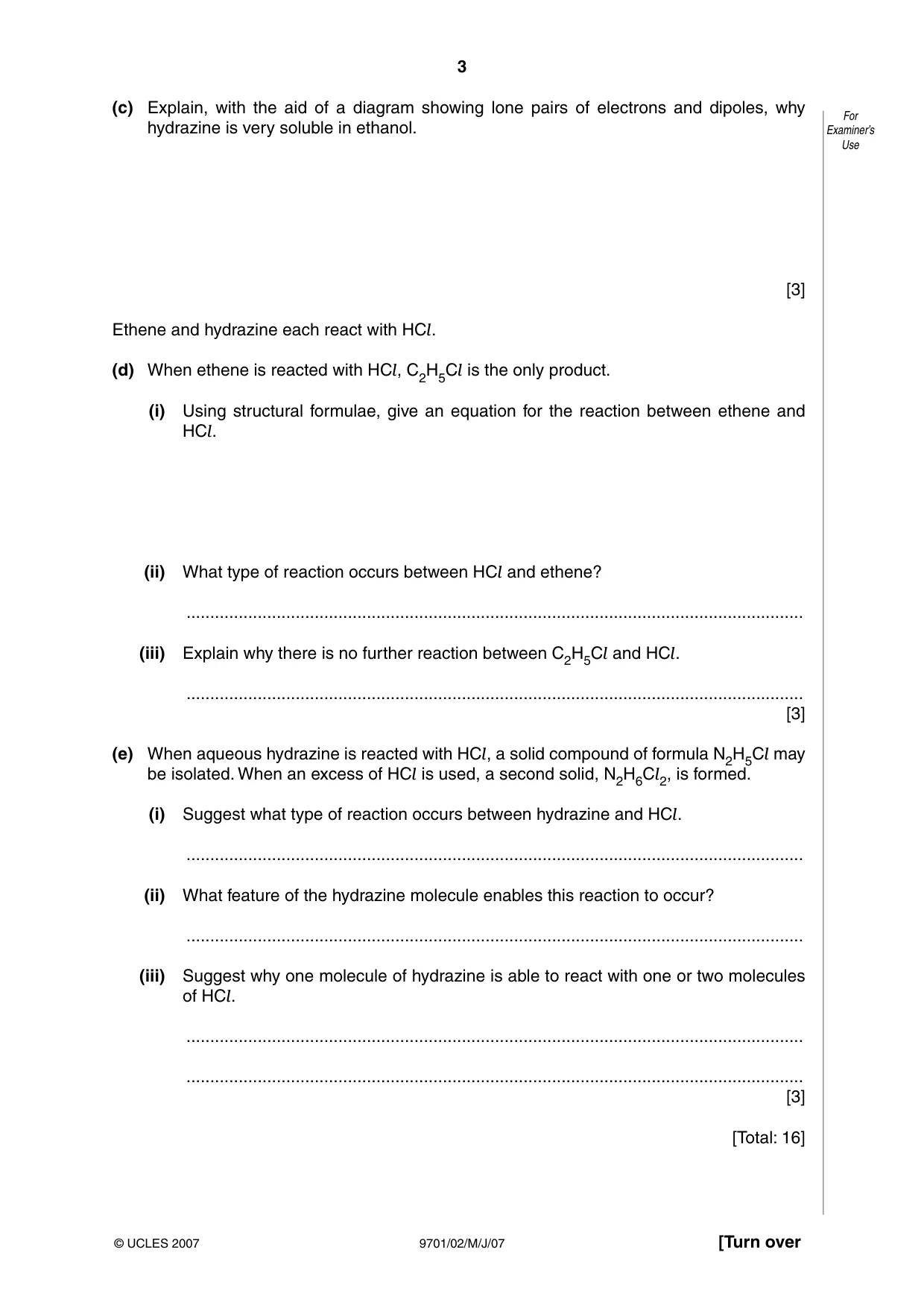 Cambridge A Level Chemistry 9701 2007 May/June Paper 2 · Variant 1 question paper, page 3 of 12