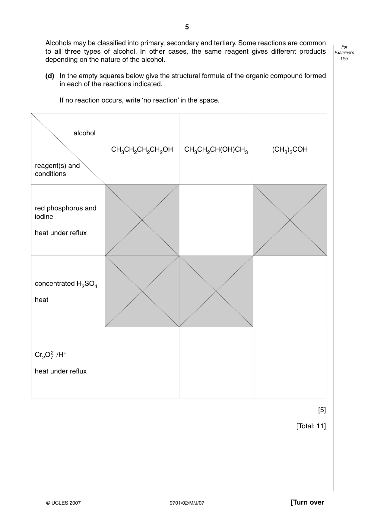 Cambridge A Level Chemistry 9701 2007 May/June Paper 2 · Variant 1 question paper, page 5 of 12